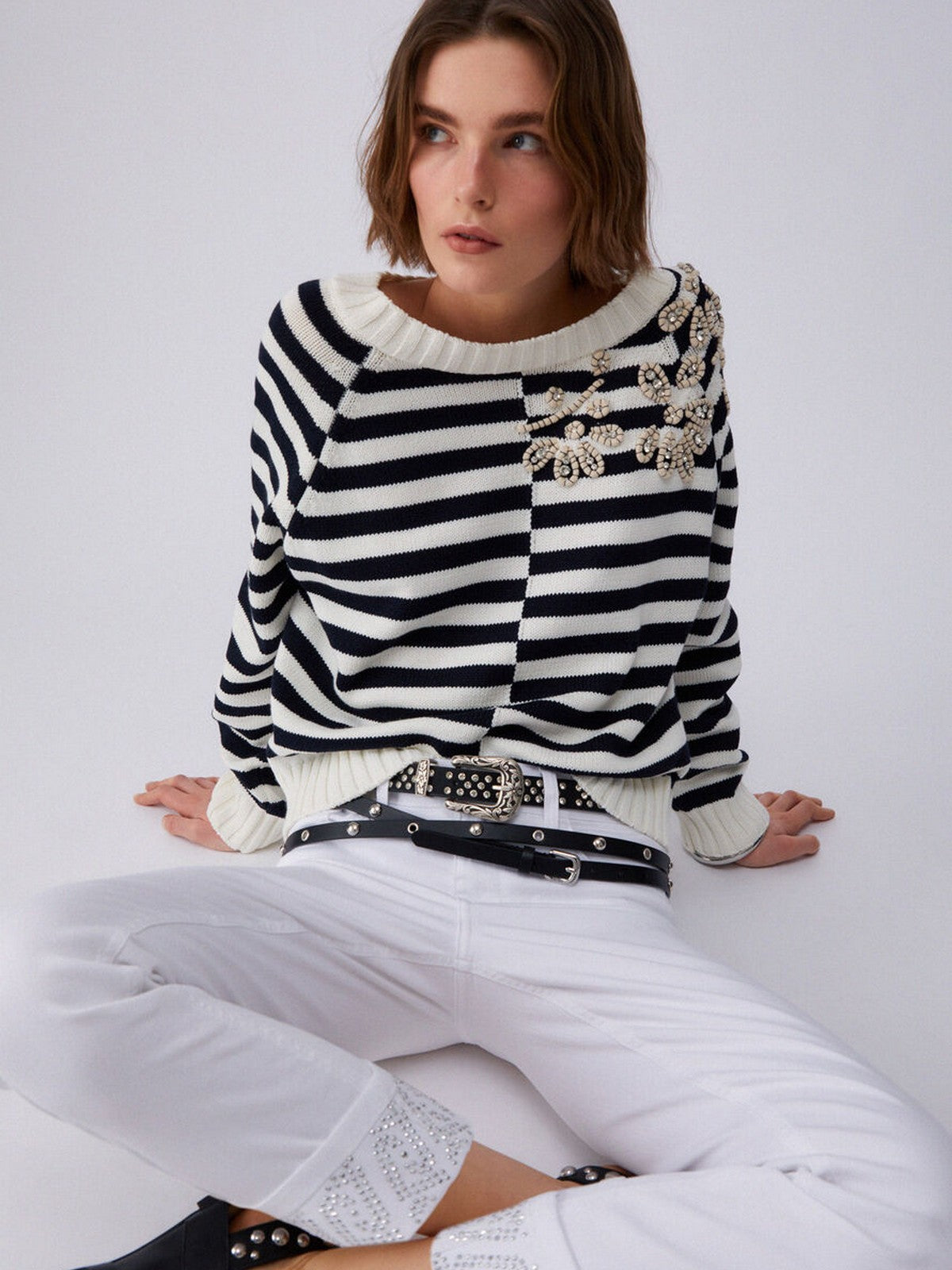 LIU JO BLUE DENIM Pantalone Donna  UA6006T2594 11111 BIANCO OTTICO