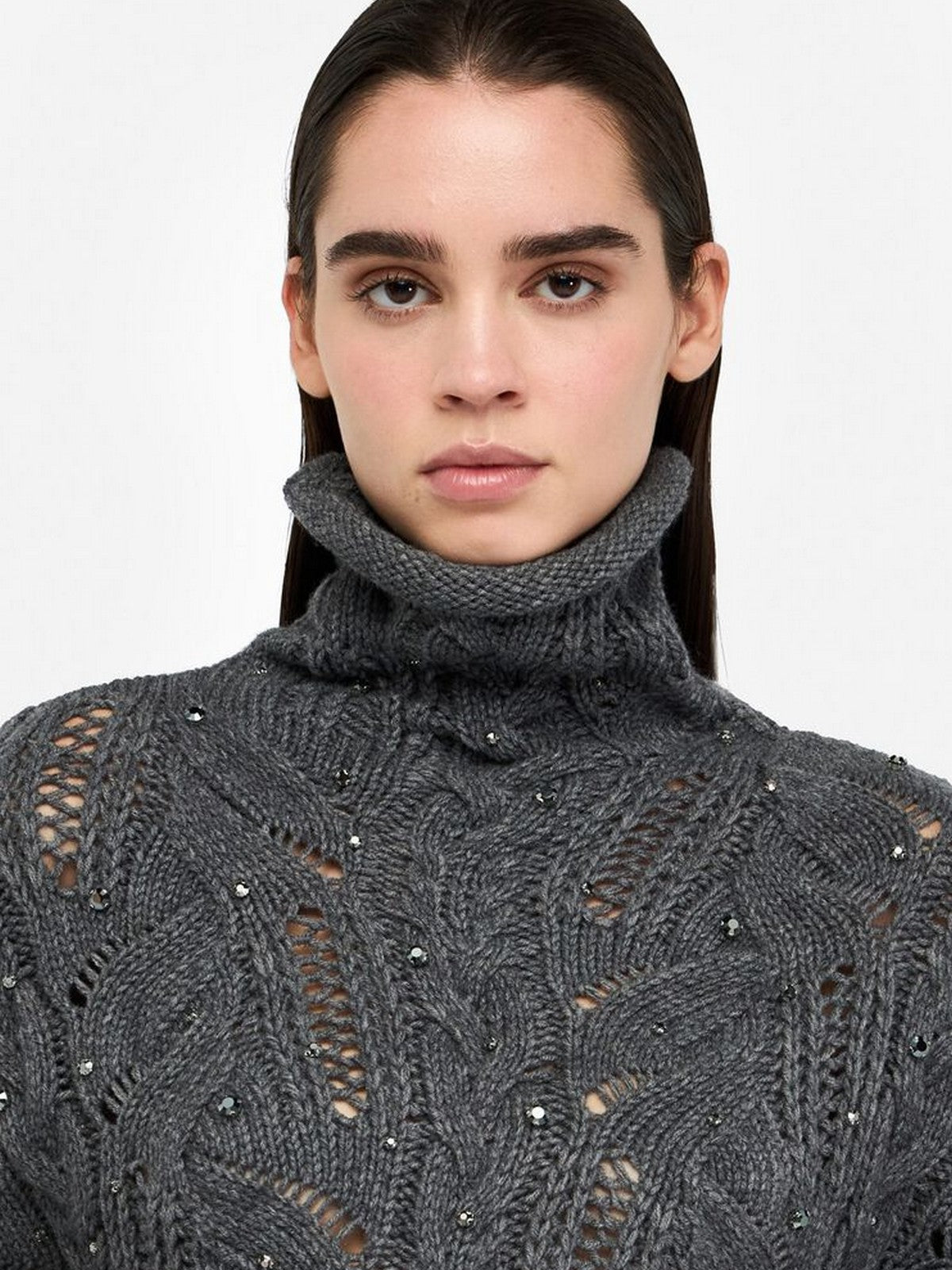 LIU JO WHITE Maglione dolcevita Donna  MF5451MA37R 02050 GRIGIO MD.MELANGE