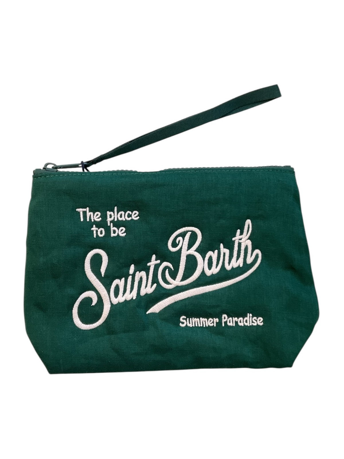 MC2 SAINT BARTH Pochette Unisex adulto  ALINE SOFT LINEN 01281L VINTAGE 51 BRITISH GREEN EMB