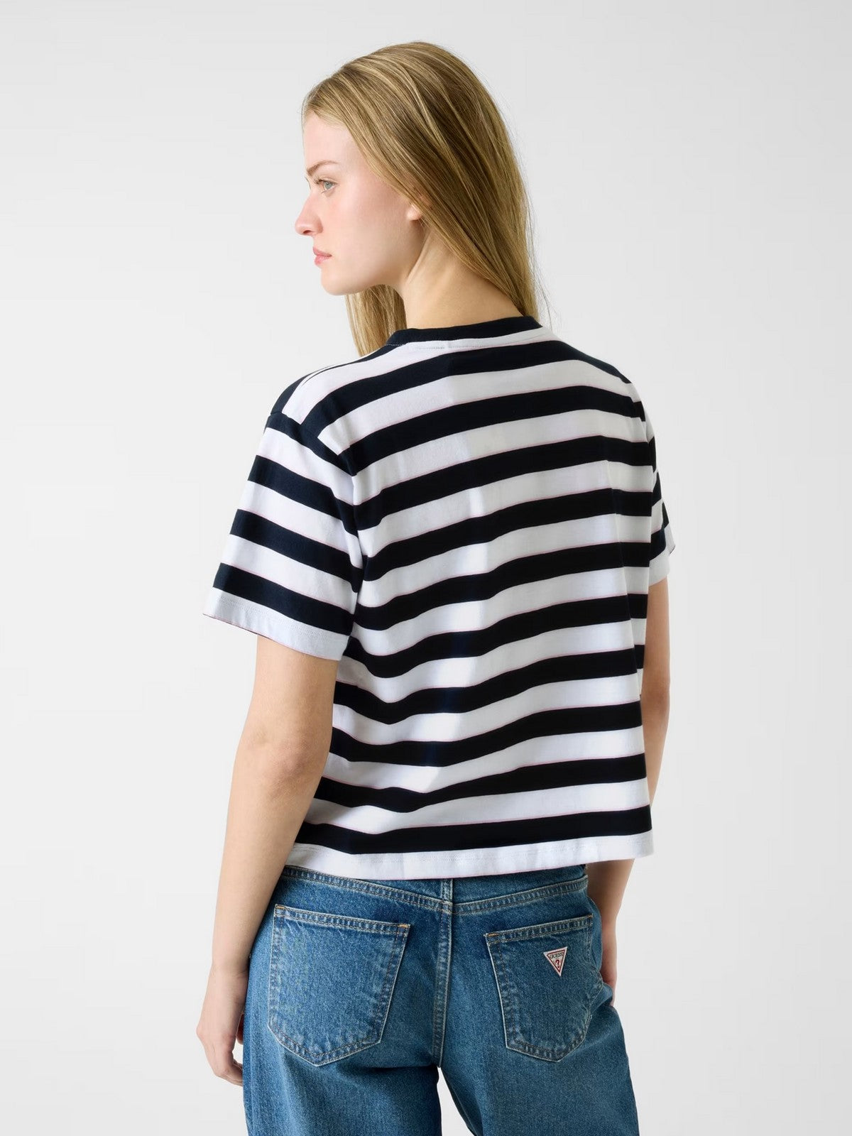 GUESS T-shirt Donna GJ SS CN BOXY STRIPE TEE W6RI19 K8HM0 S75Q DARING OCEAN STRIPES