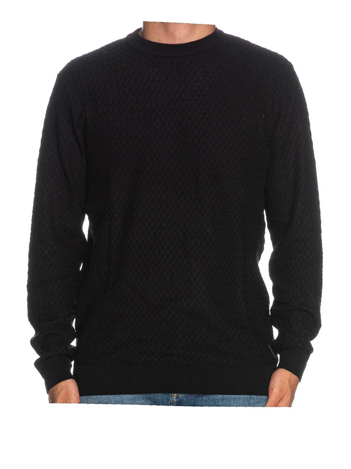 GUESS Maglione Uomo Davin Cn Ls Stitched M4YR05 Z3FB1 JBLK Nero