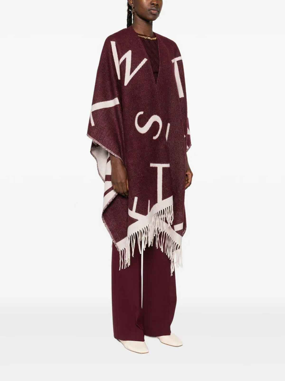 TWINSET Mantella Donna JACQUARD LOGO PONCHO 252TA4220 05609 WINETASTING