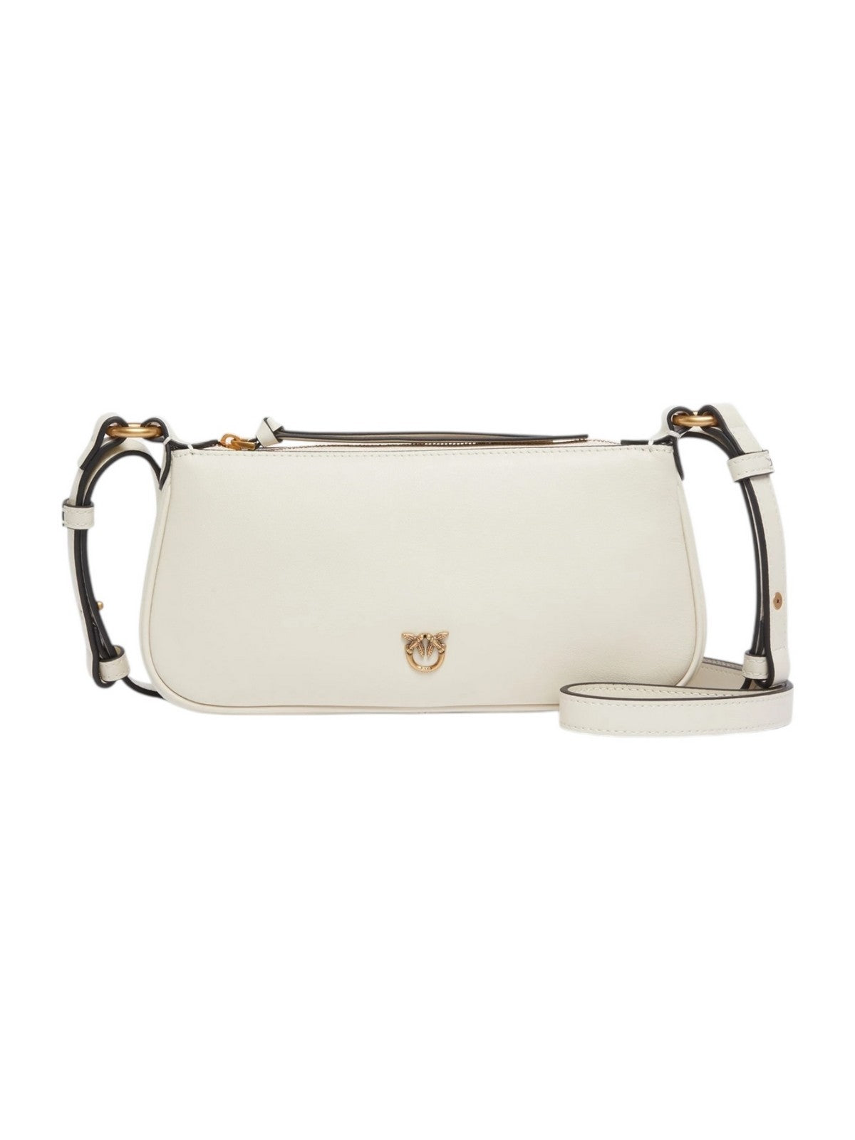 PINKO Borsa Donna HALF MOON HORIZONTAL MINI VITE 105069-A0QO Z14Q BIANCO SETA-ANTIQUE GOLD