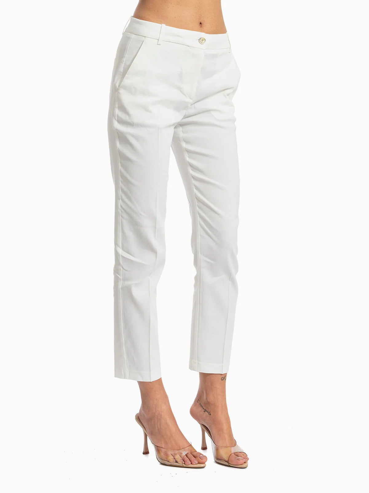 PINKO Pantalone Donna BELLO PANTALONE LINO STRETCH 100155-A34I Z05 BIANCO-BIANCANEVE