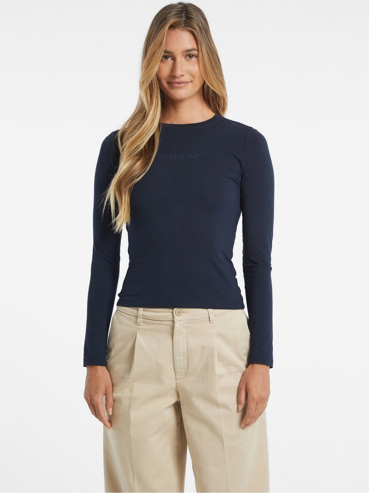 GUESS T-shirt Donna GJ LS CN SLIM LOGO EMB TEE W4YI22 J1314 A71W DARING OCEAN