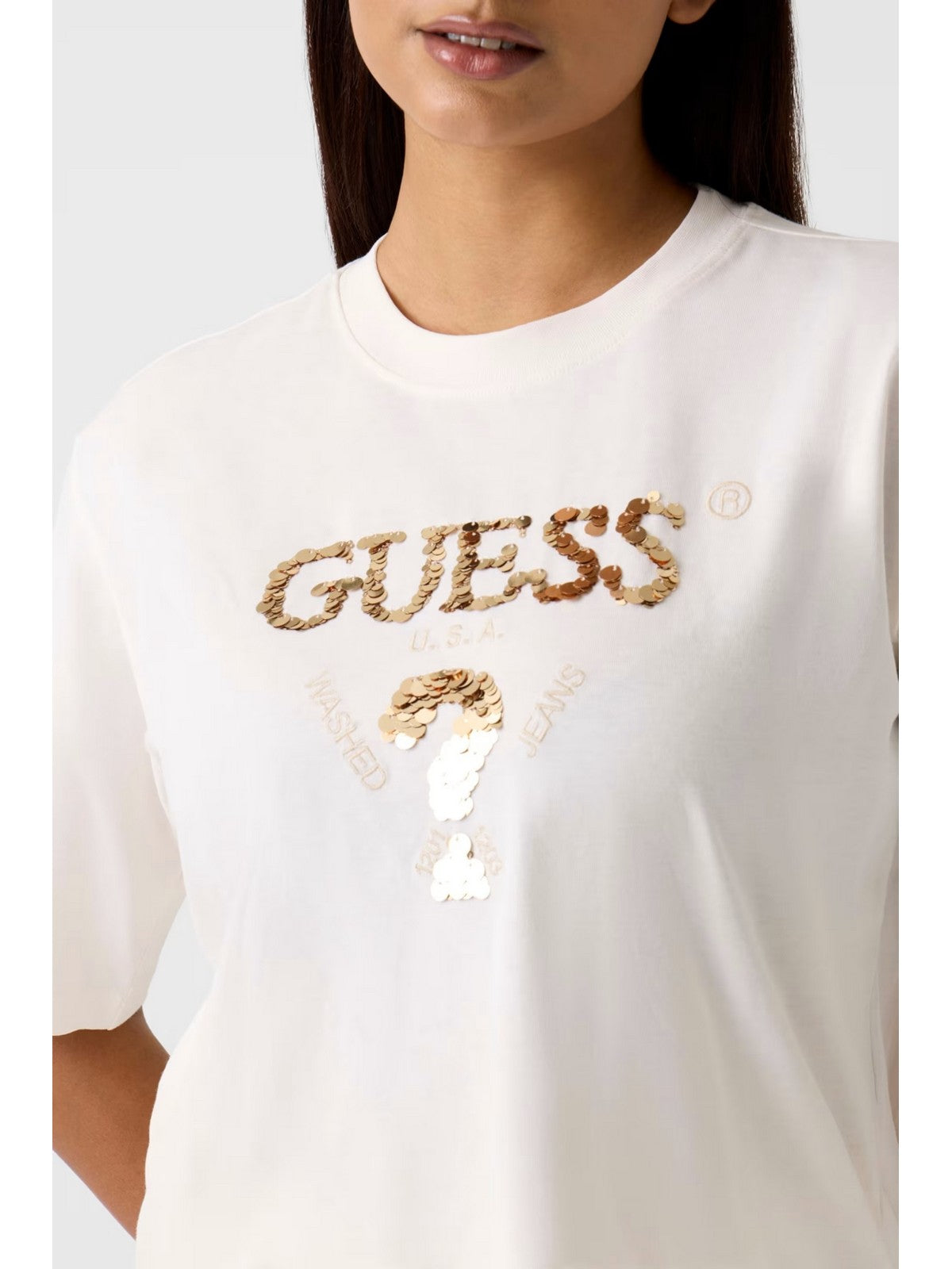 GUESS SPORT T-shirt Donna AURELIE BOXY TEE V4YI06 I3Z14 G6K5 OCEAN SALT