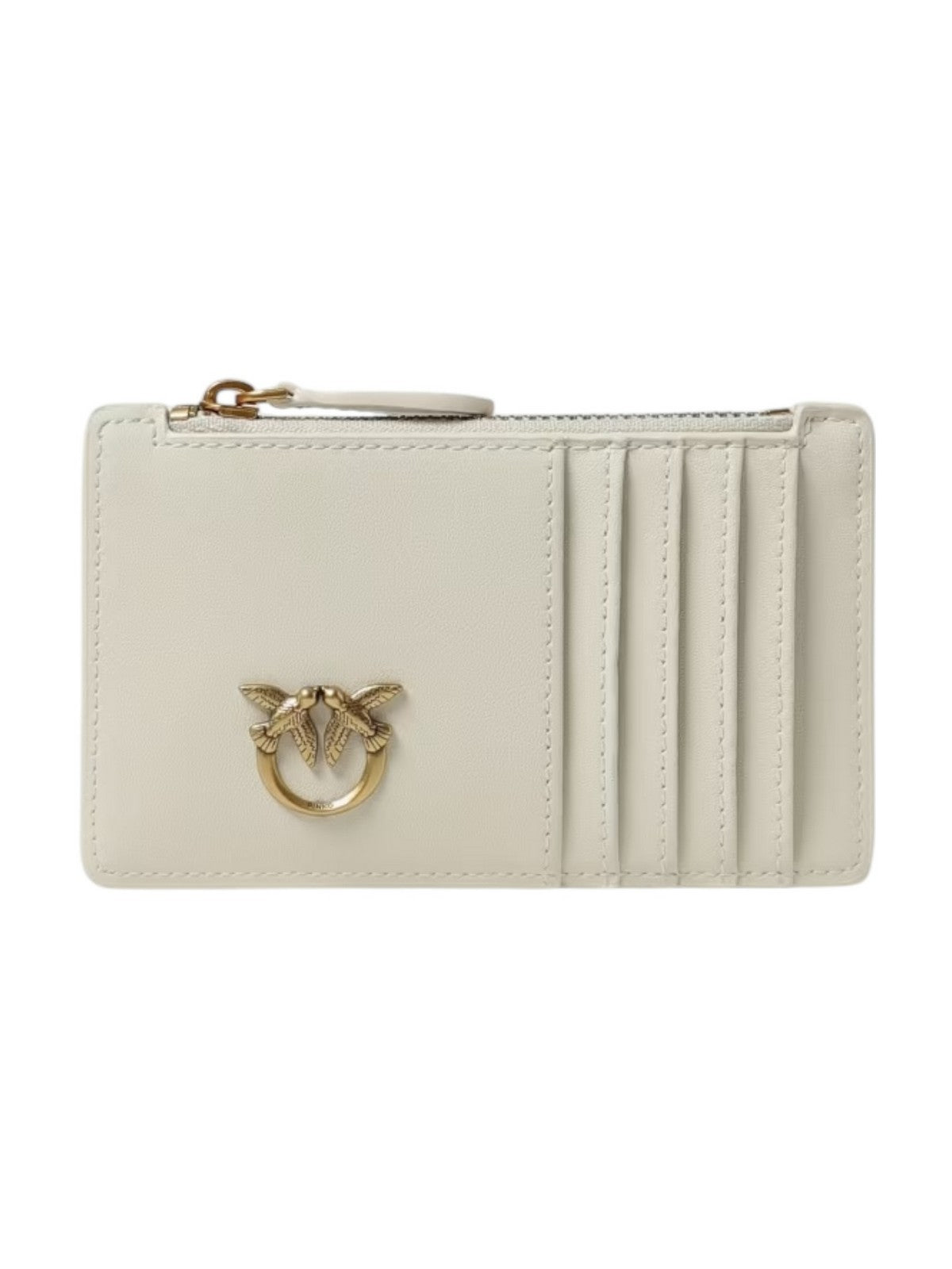 PINKO Portafoglio Donna AIRONE CARDHOLDER VITELLO SETA 100251-A0F1 Z14Q BIANCO SETA-ANTIQUE GOLD