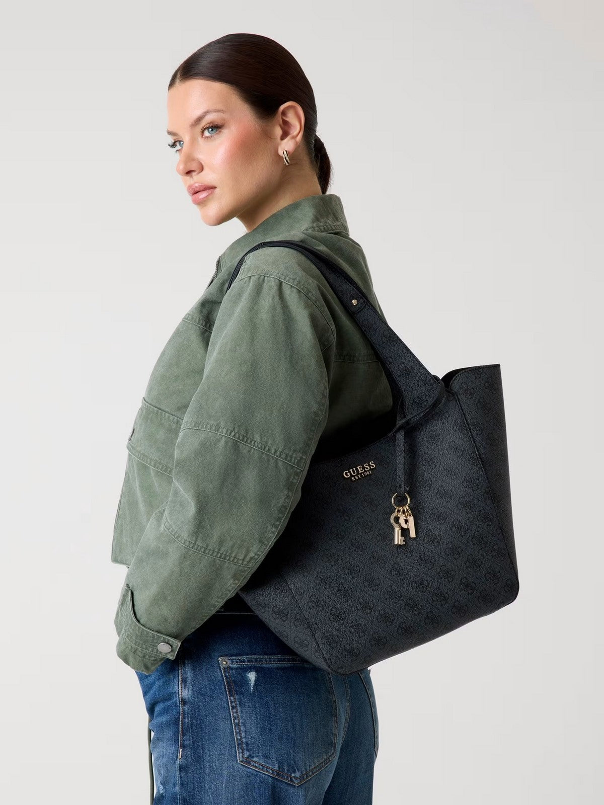 GUESS Borsa Donna CALISTA 2 IN 1 TOTE HWSG73 34220 CLO COAL LOGO