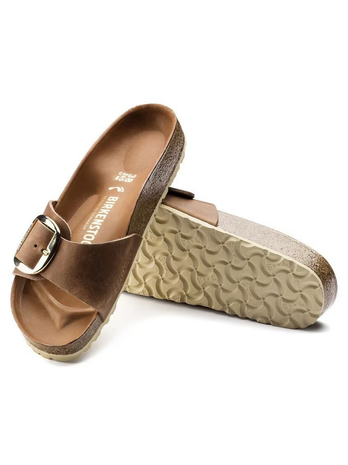 BIRKENSTOCK Sandalo Donna Madrid Big Buckle cognac, Oiled Leather 1006525 Marrone