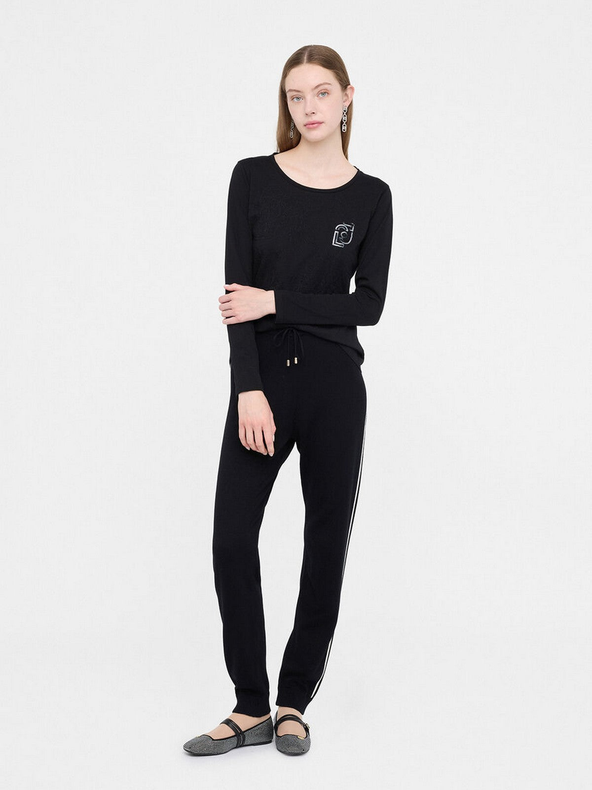 LIU JO SPORT Pantalone Donna  TF5029MS49I 03N66 Nero/bianco latte