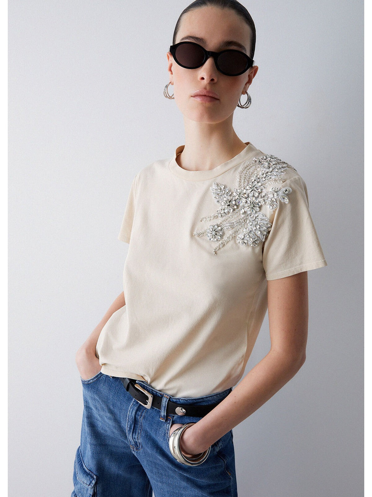 LIU JO BLACK T-shirt Donna  CA6010J3868 L9089 Cappuccino lt.ston.w