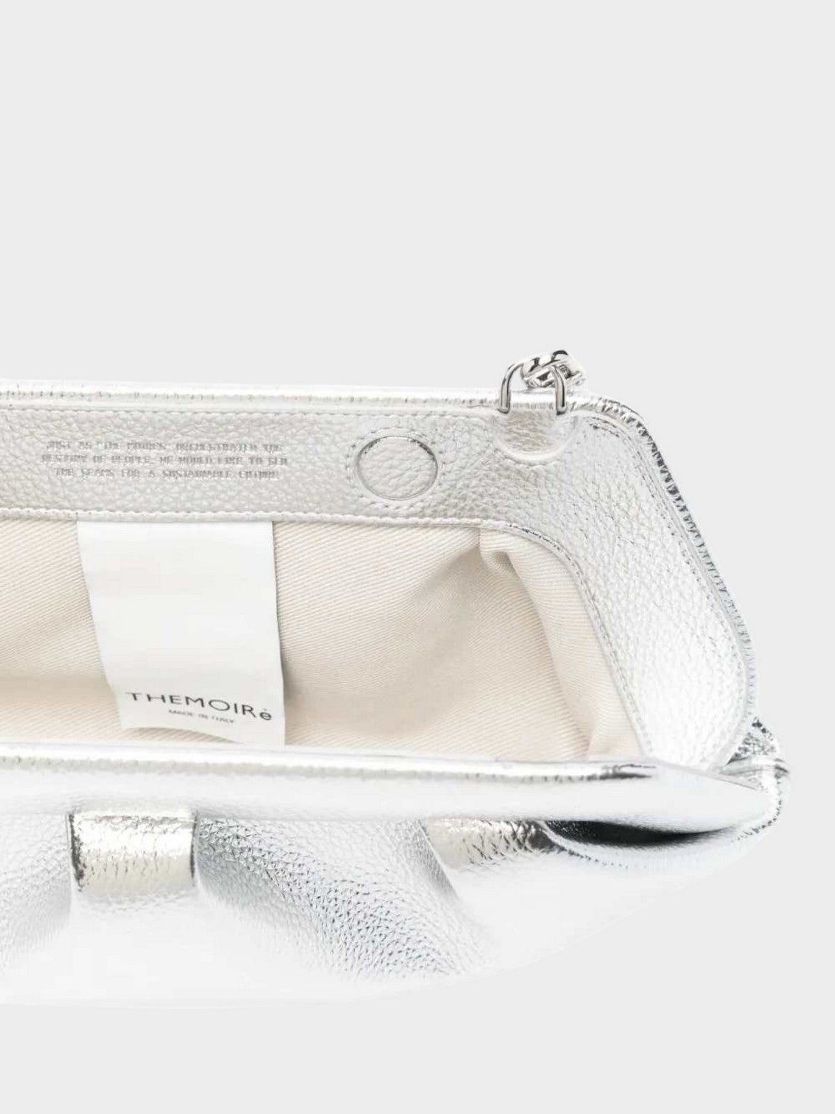 THEMOIRè Bios Baguette laminato vegan fabric bag silver eco-friendly design 