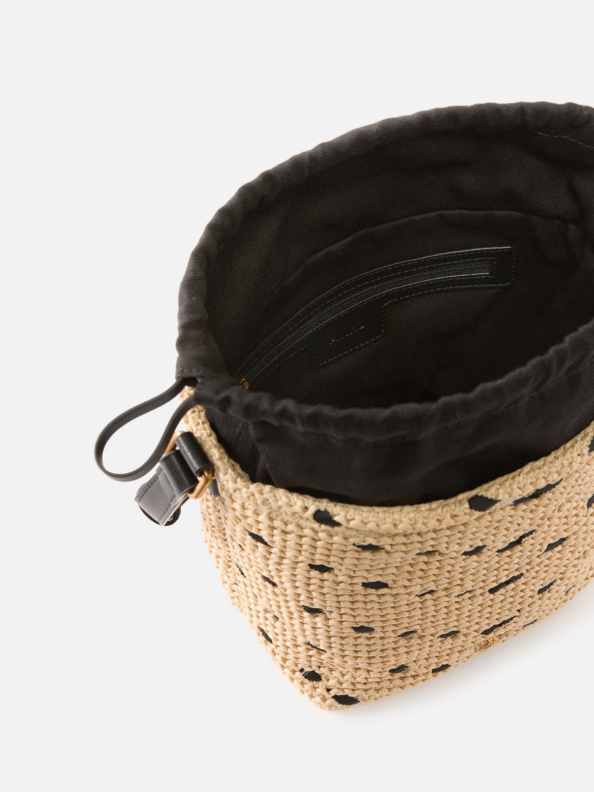 PINKO Borsa Donna BUCKET MINI CHEVRON RAFIA + VI 106835-A391 HZ3Q PAGLIA/NERO-ANTIQUE GOLD