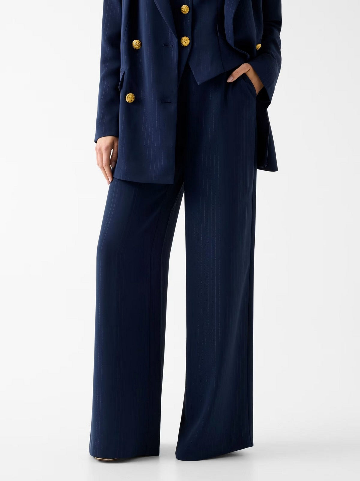 MARCIANO Pantalone Donna NICLA STRAIGHT PANTS 6RGB10 7438A FBEK SUITING BLUE PINSTRI