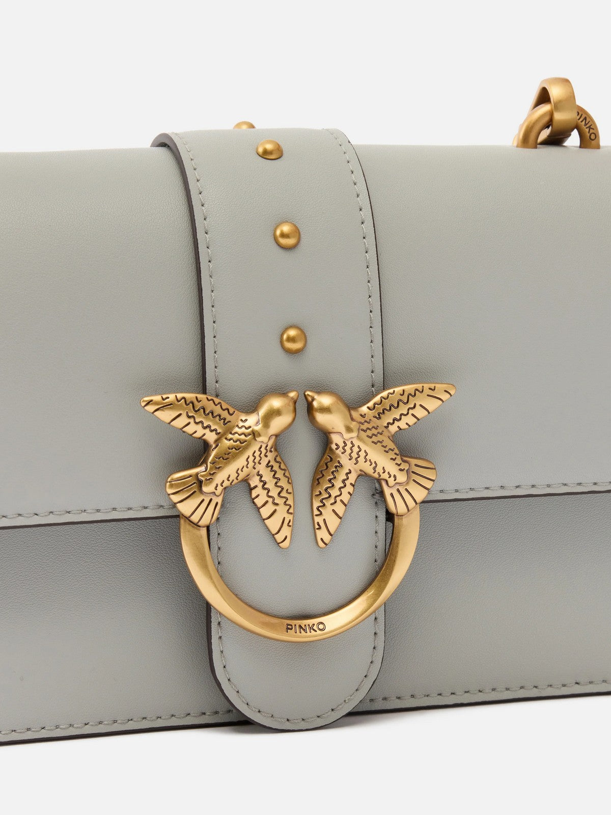 PINKO Borsa Donna LOVE ONE MINI ST. CL VITELLO S 105856-A0F1 K32Q GRIGIO PERLA-ANTIQUE GOLD
