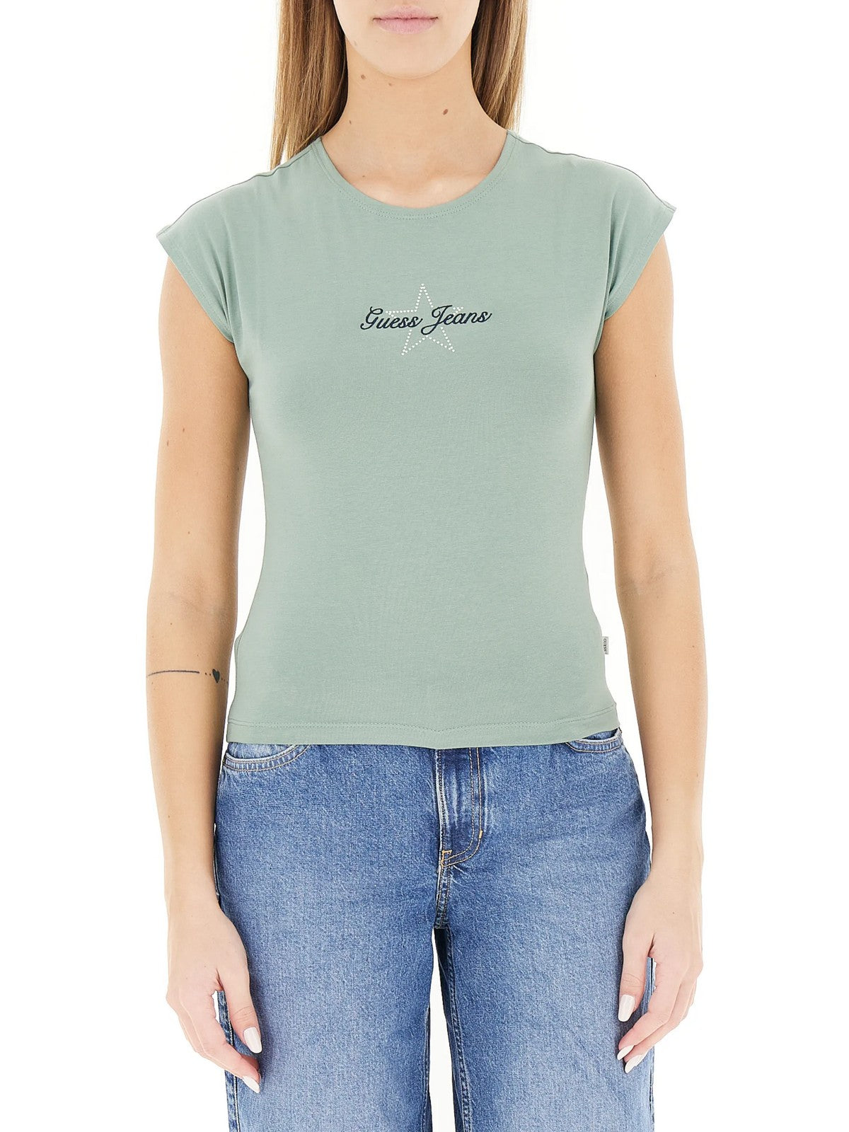 GUESS T-shirt Donna GJ SS RAGLAN STAR BABY TEE W6RI21 J1314 G8FD SALVIA GREEN