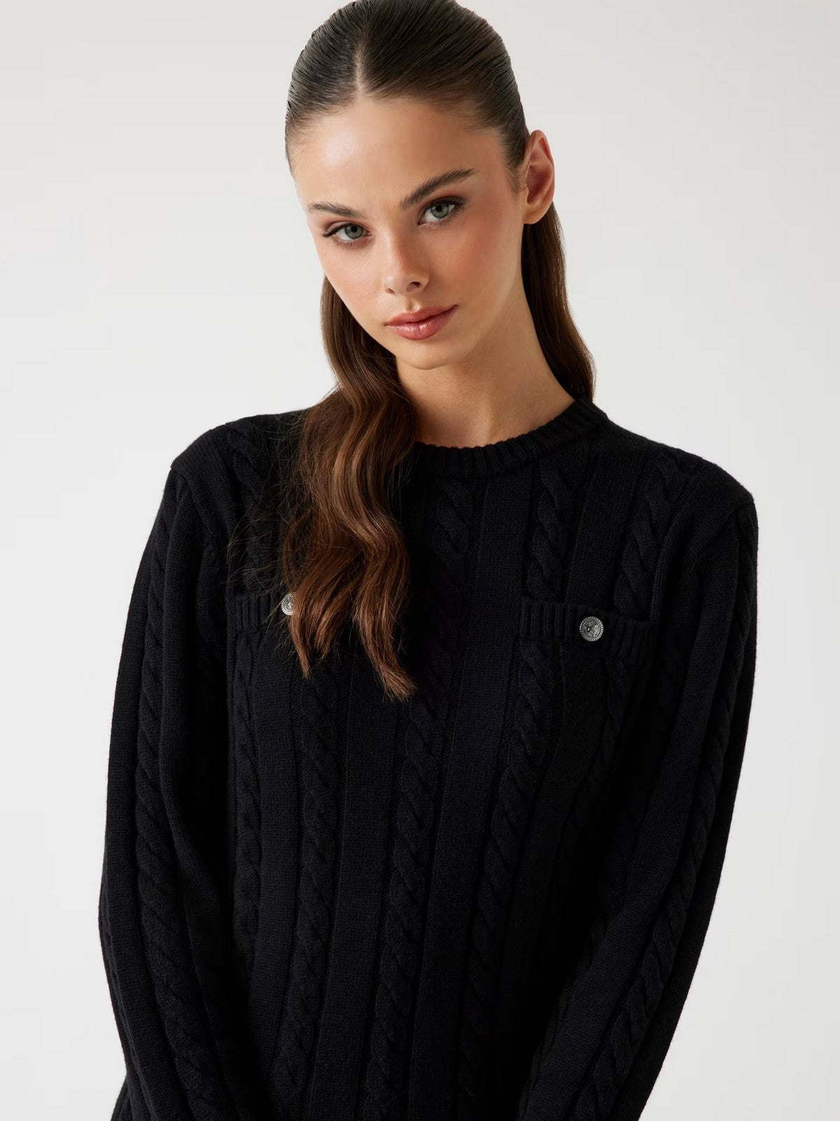 GUESS Abito Donna LS CN ELSA SWTR DRESS W5BK46 Z1192 JBLK Jet Black A996