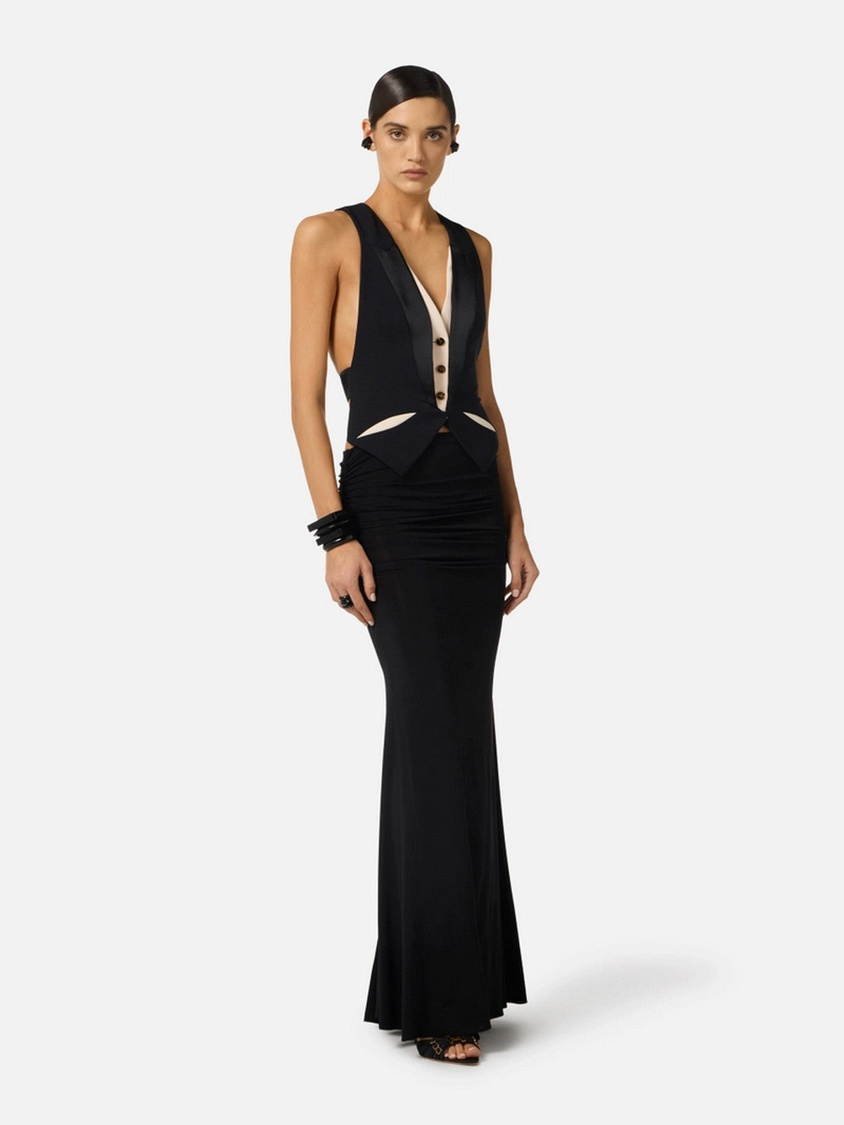 ELISABETTA FRANCHI Gilet Donna  GL00461E2 685 NERO/BURRO