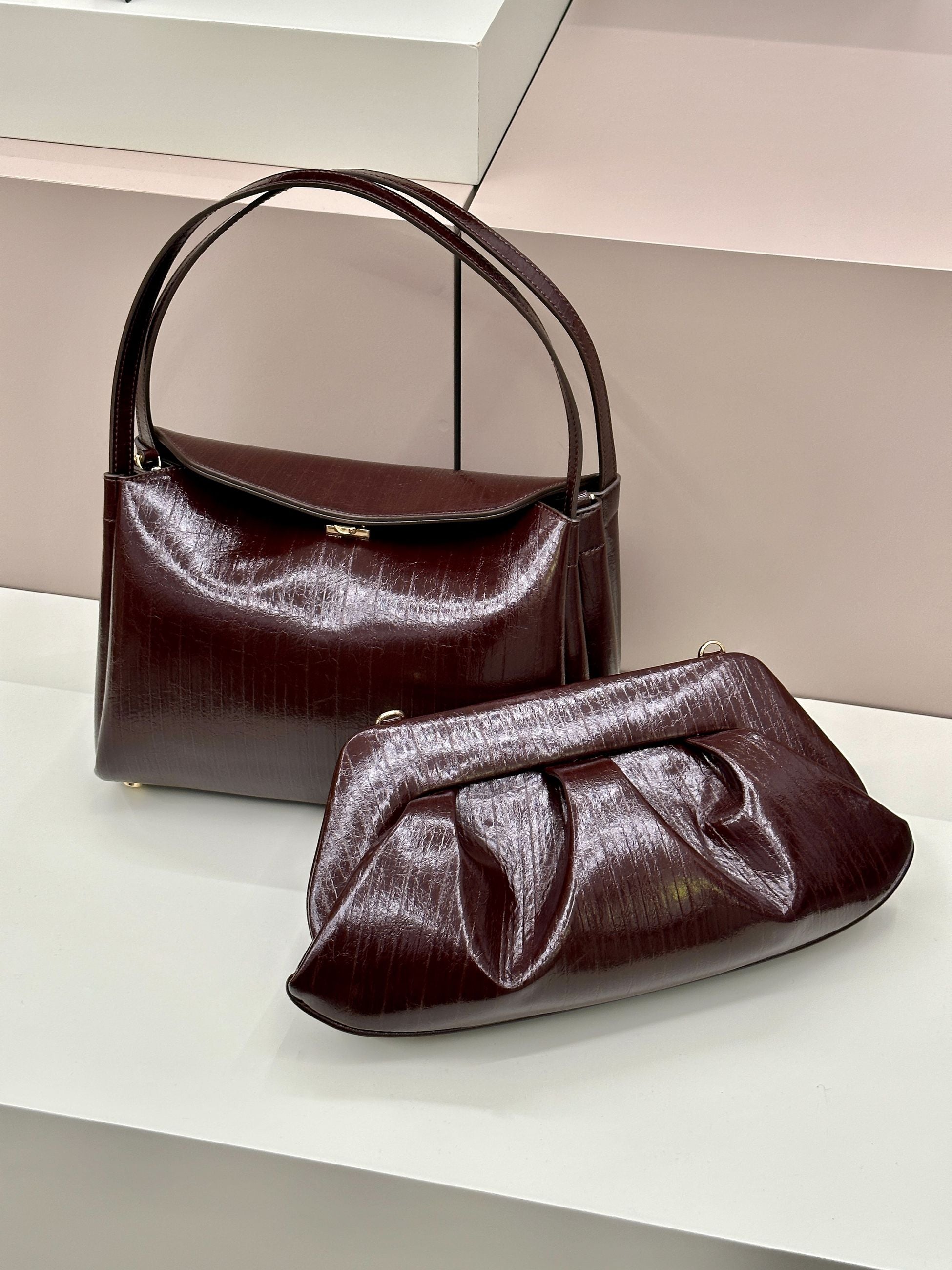 THEMOIRè Calipso Trunk cocco vegan fabric bag chocolate eco-friendly design 