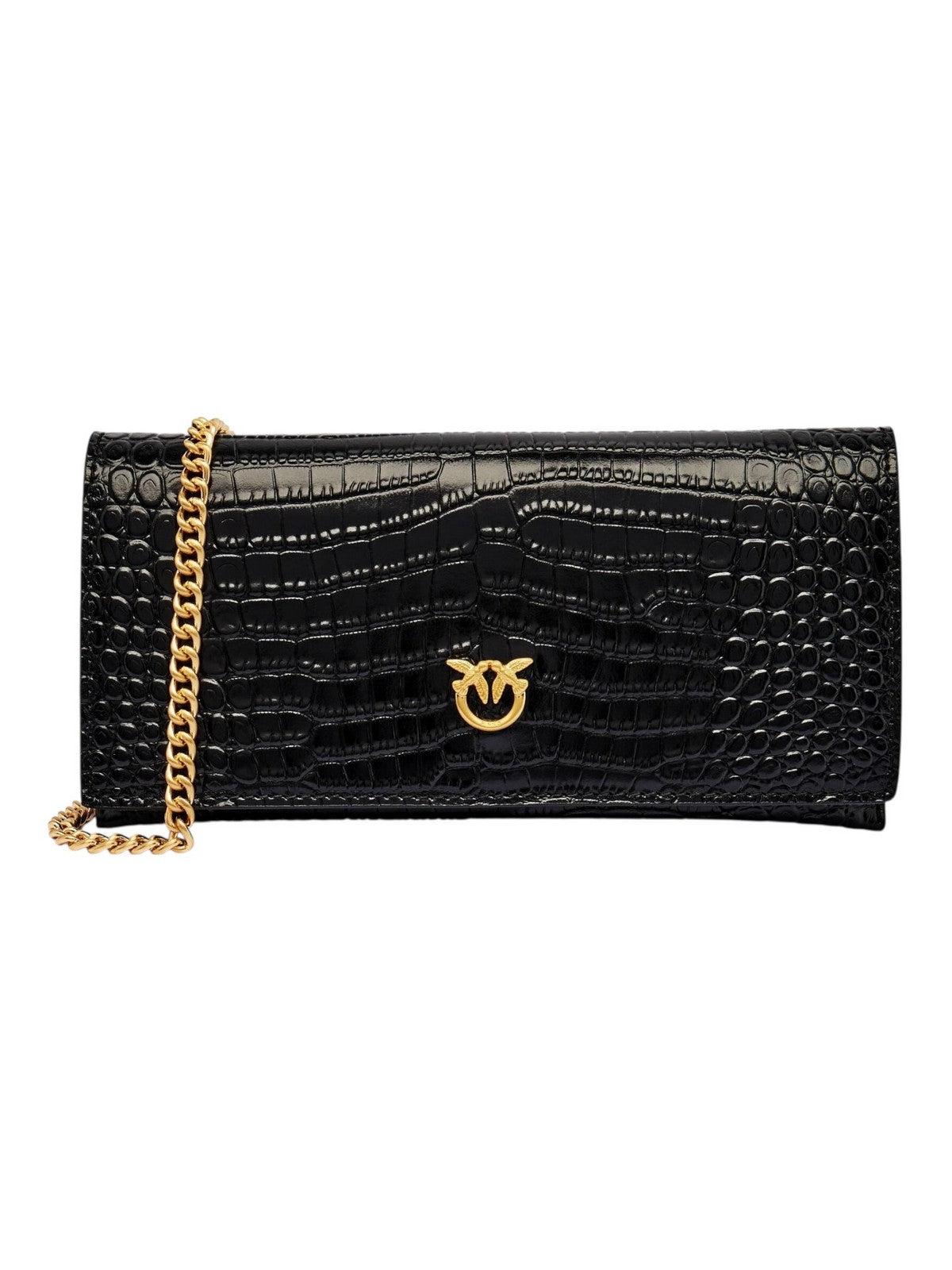 PINKO Women's Wallet FLAT WALLET 105351-A2OH Z99V BLACK LIMOUSINE - MATT GOLD