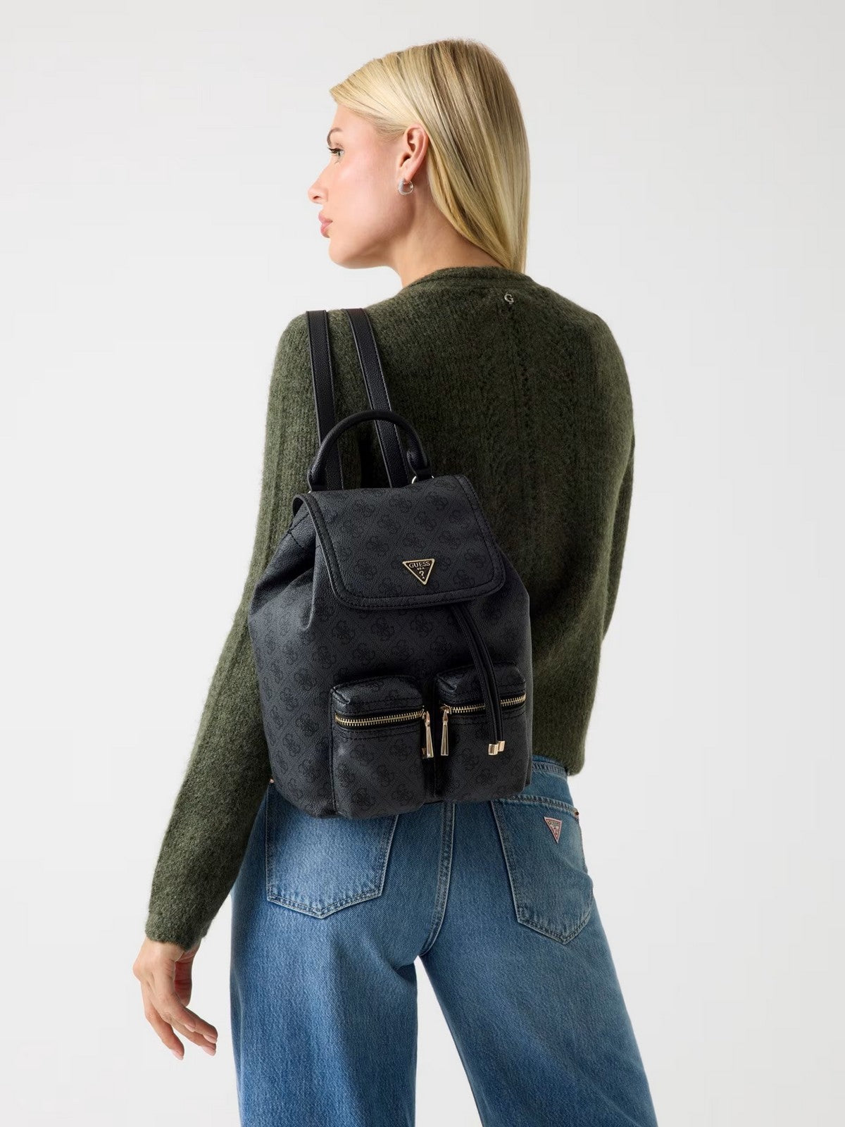 GUESS Zaino Donna MANHATTAN II FLAP BACKPACK HWSG71 18310 CLO COAL LOGO