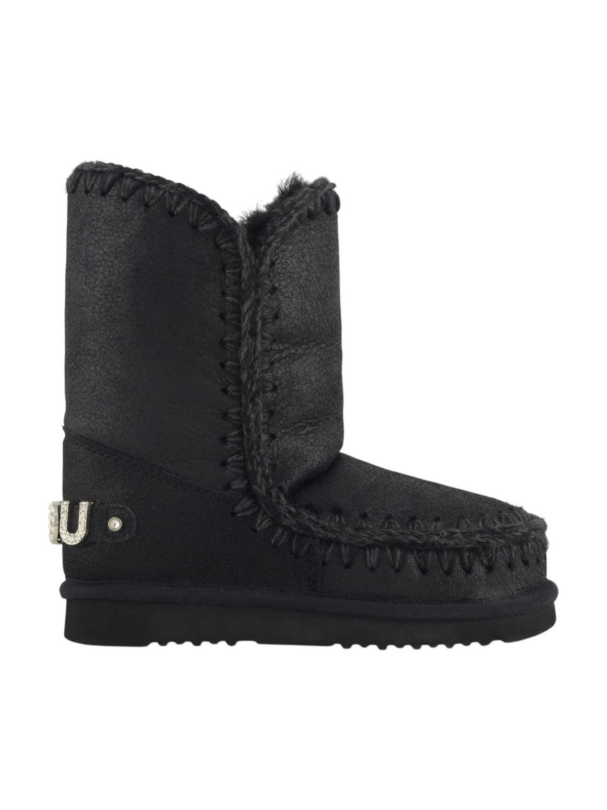 MOU Stivali e Stivaletti Donna Eskimo 24  rhinestones logo MU.FW101037B CBKG Cracked Black