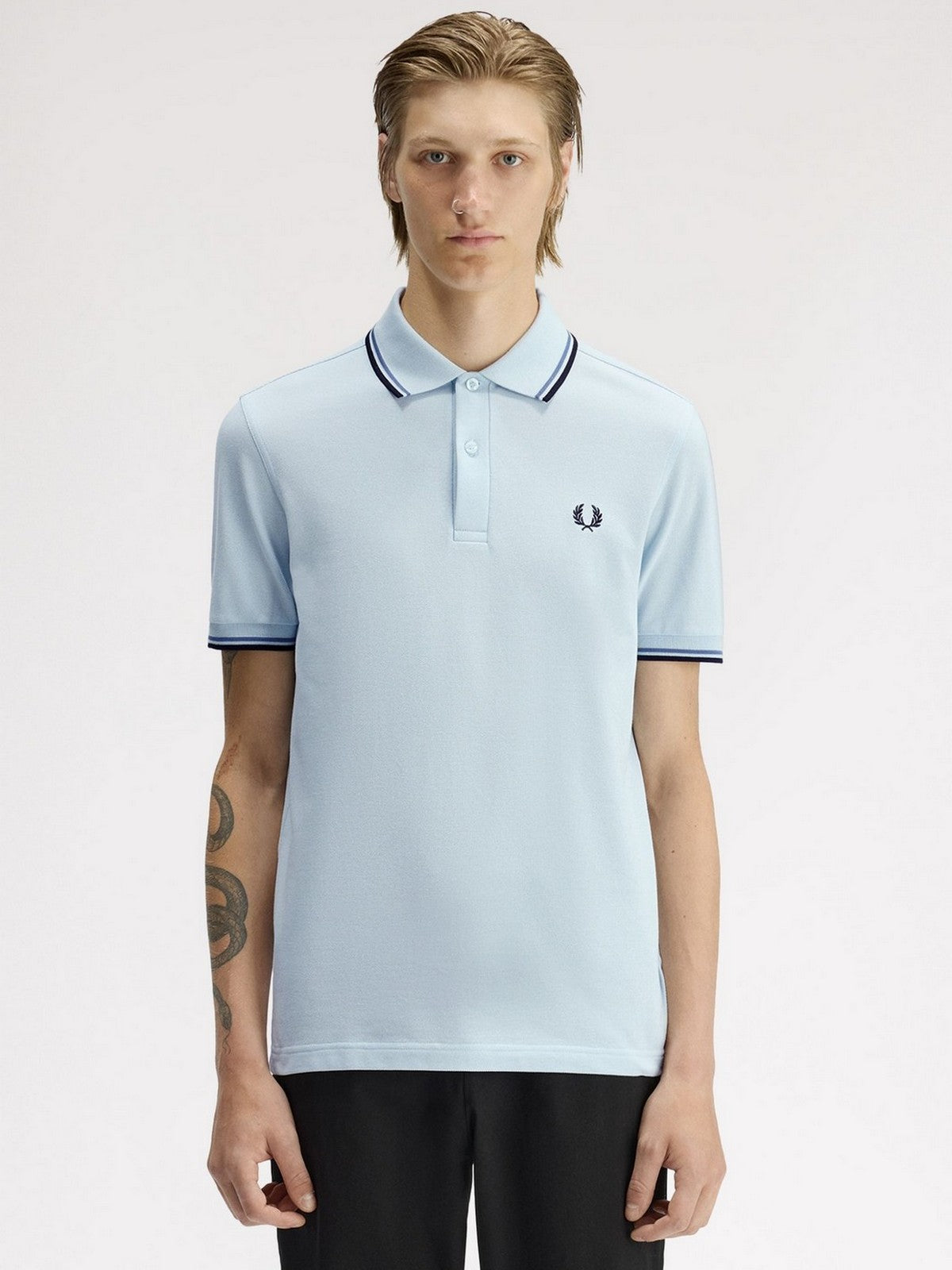 FRED PERRY Polo Uomo FP TWIN TIPPED FRED PERRY SHIRT FP-M3600P-57 96A LGTIC/ACEBL/NAVY