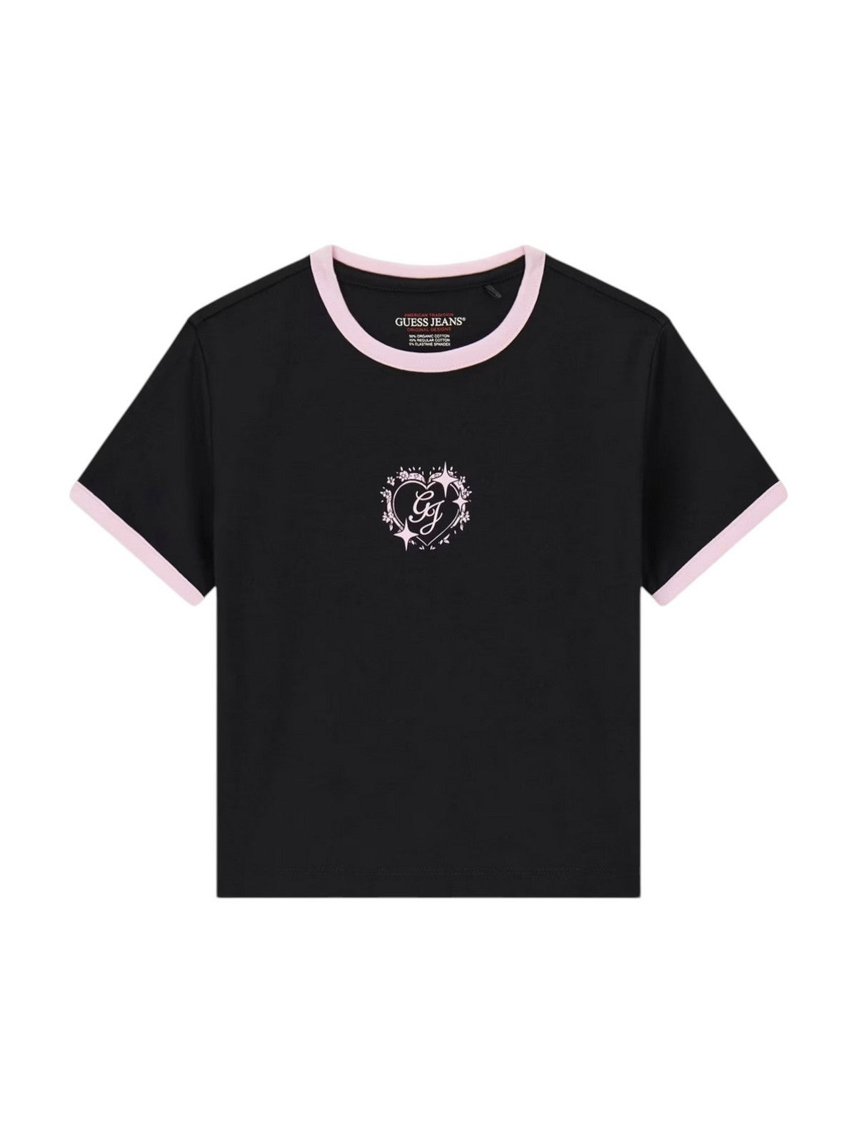 GUESS T-shirt Donna GJ SS CN BABY RINGER HEART TEE W6RI16 J1314 JBLK Jet Black A996