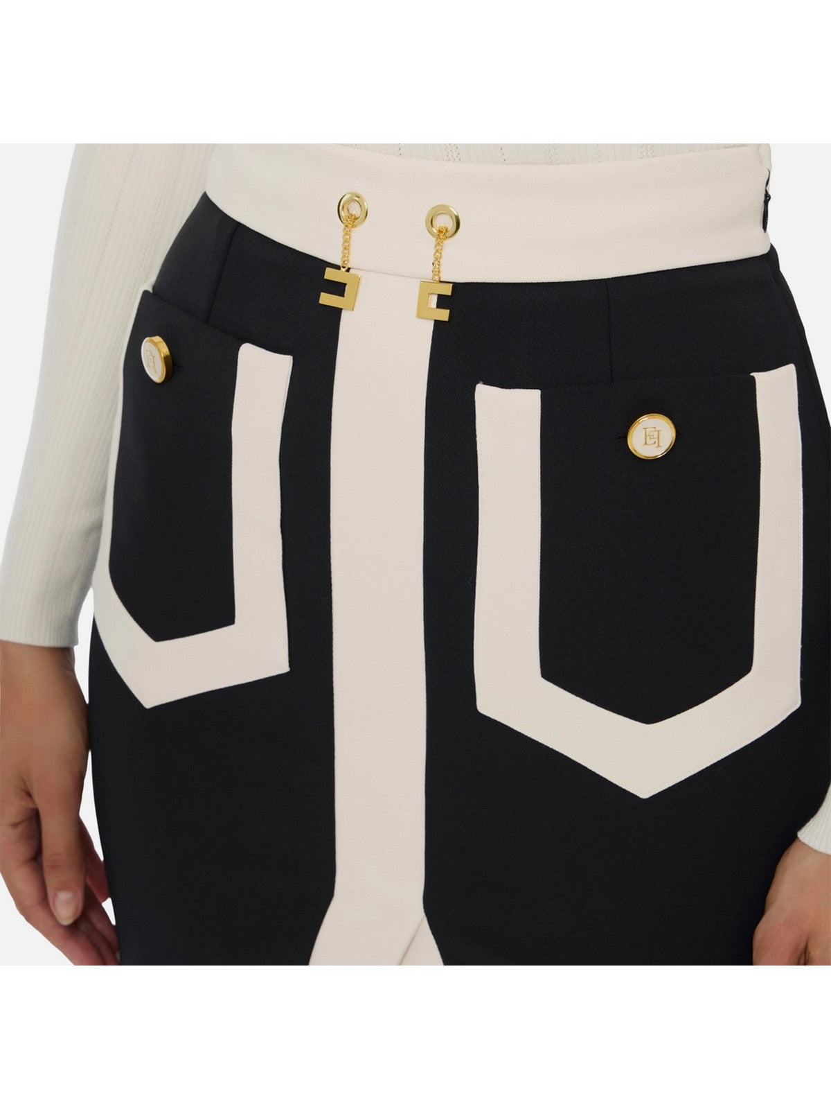 ELISABETTA FRANCHI Gonna Donna  GOT0156E2 EF3 NERO/MILK gioboutiqueweb