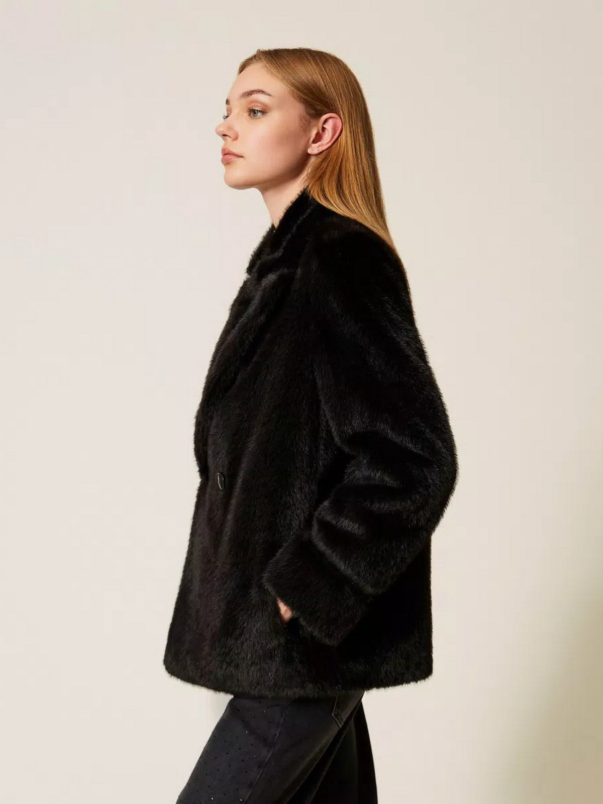 TWINSET Pelliccia Donna WARM FEELING 252TT2154 00006 Nero