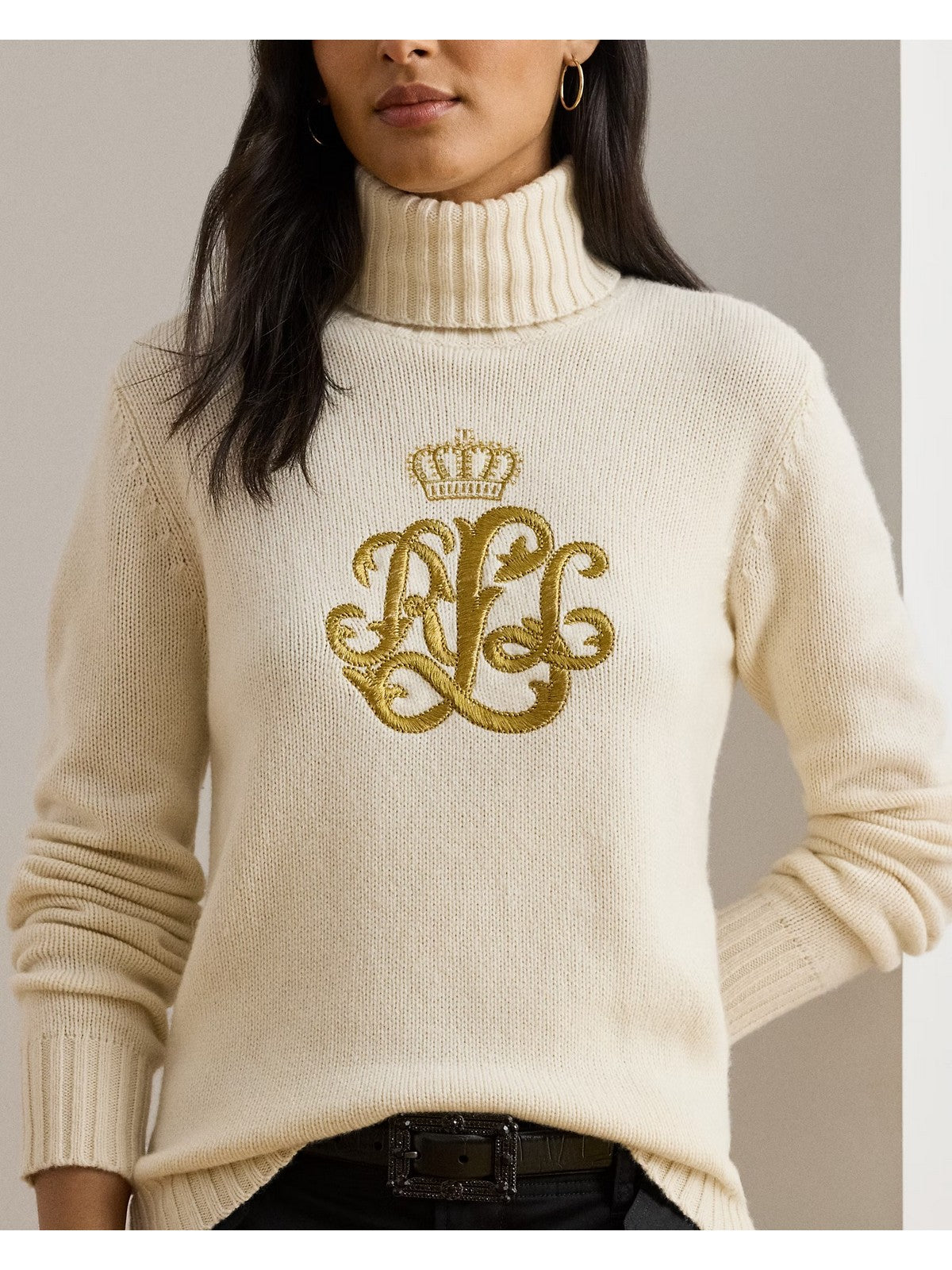 Lauren Ralph Lauren Maglione Dolcevita Woman Kexley-Long Sleeve-Pullover 200979687 002 Mascarpone Cream
