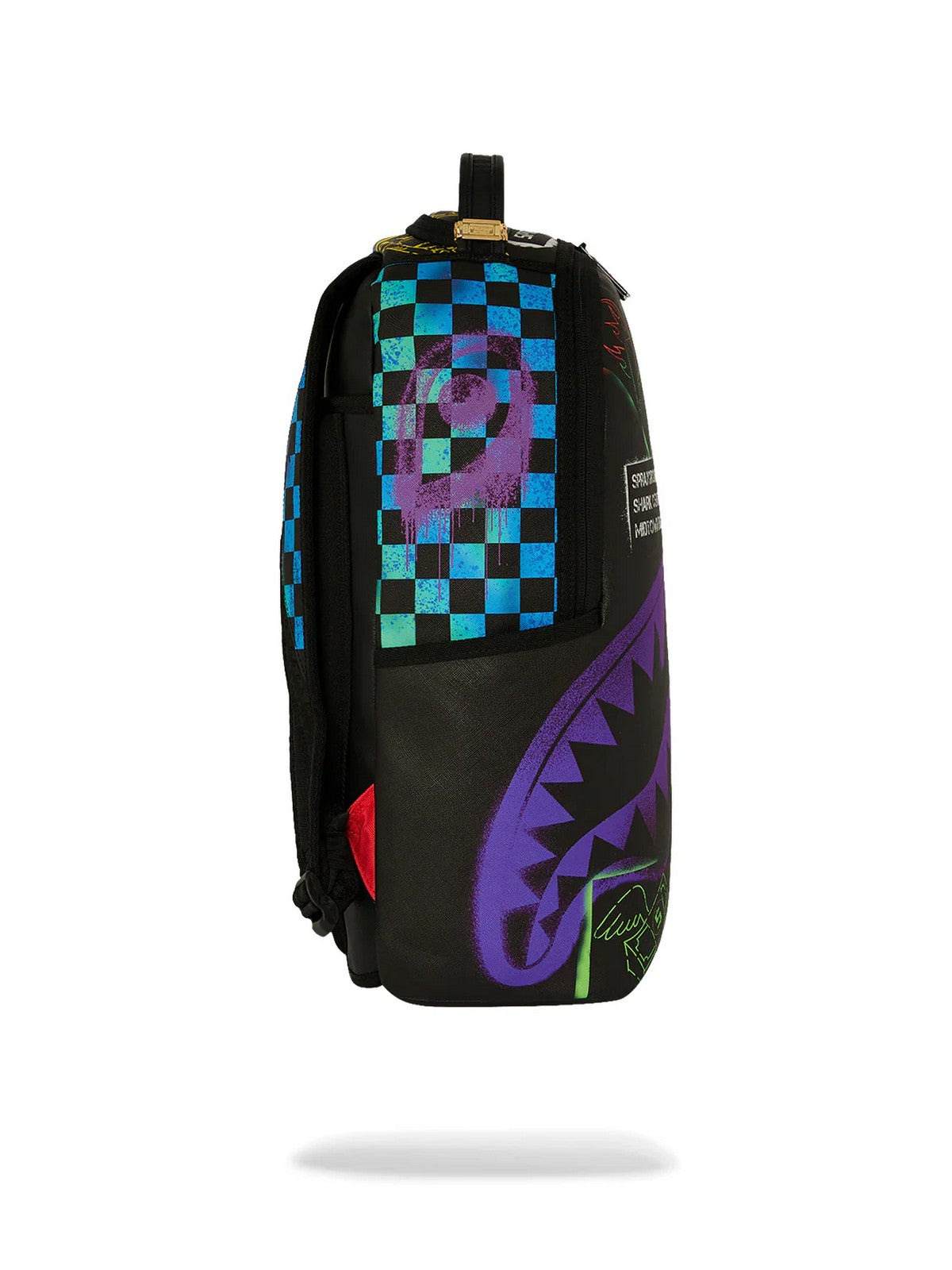 SPRAYGROUND Zaino Uomo SHARK CENTRAL STENCILS- BLACK DLXSV BACKPACK 910B7620NSZ Nero gioboutiqueweb