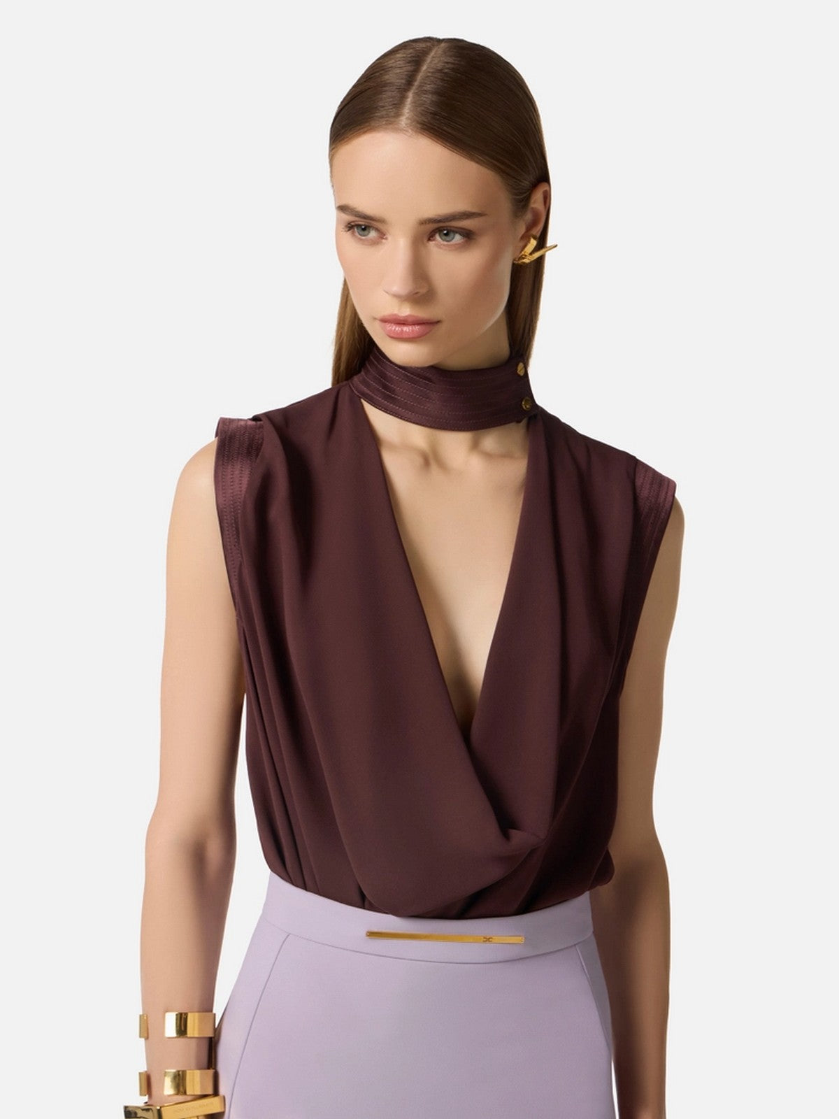 ELISABETTA FRANCHI Top Donna  CA13461E2 644 CACAO