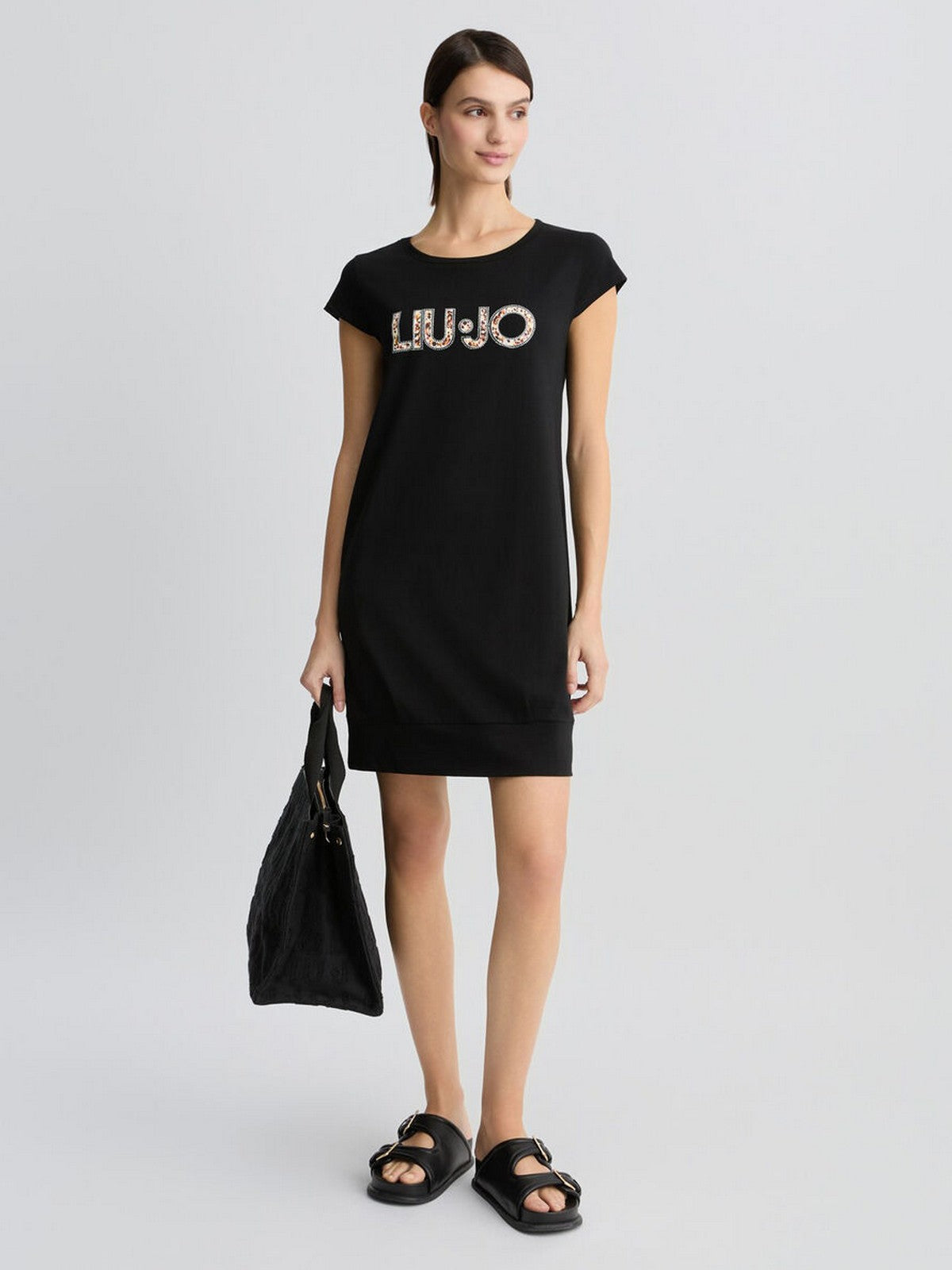 LIU JO BEACHWEAR Abito Donna  VA5194JS003 M9330 Nero/anim.rouge gioboutiqueweb