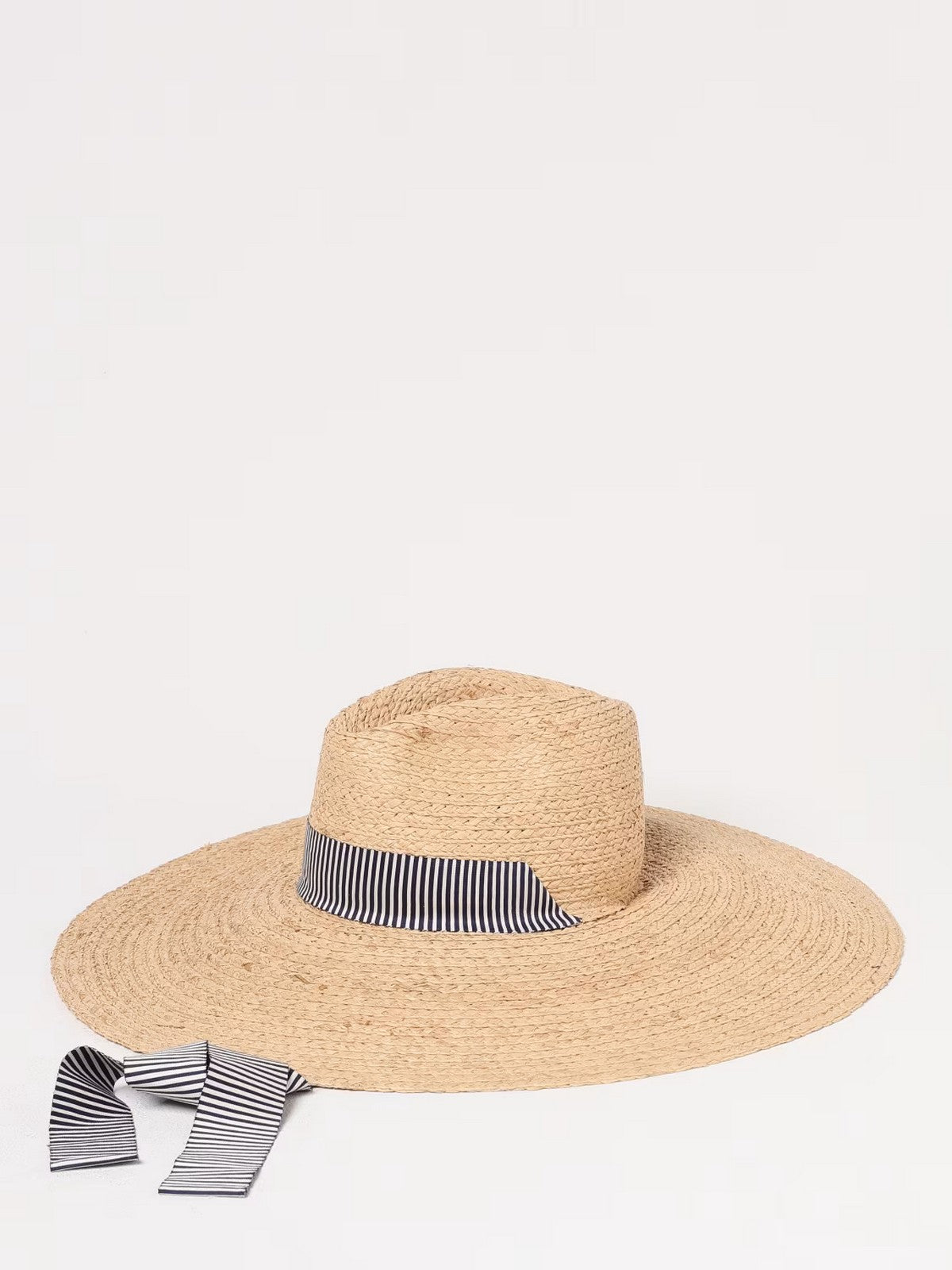 BORSALINO Cappello Donna  4039 00H8 Naturale cinta a rihe bianco/navy gioboutiqueweb