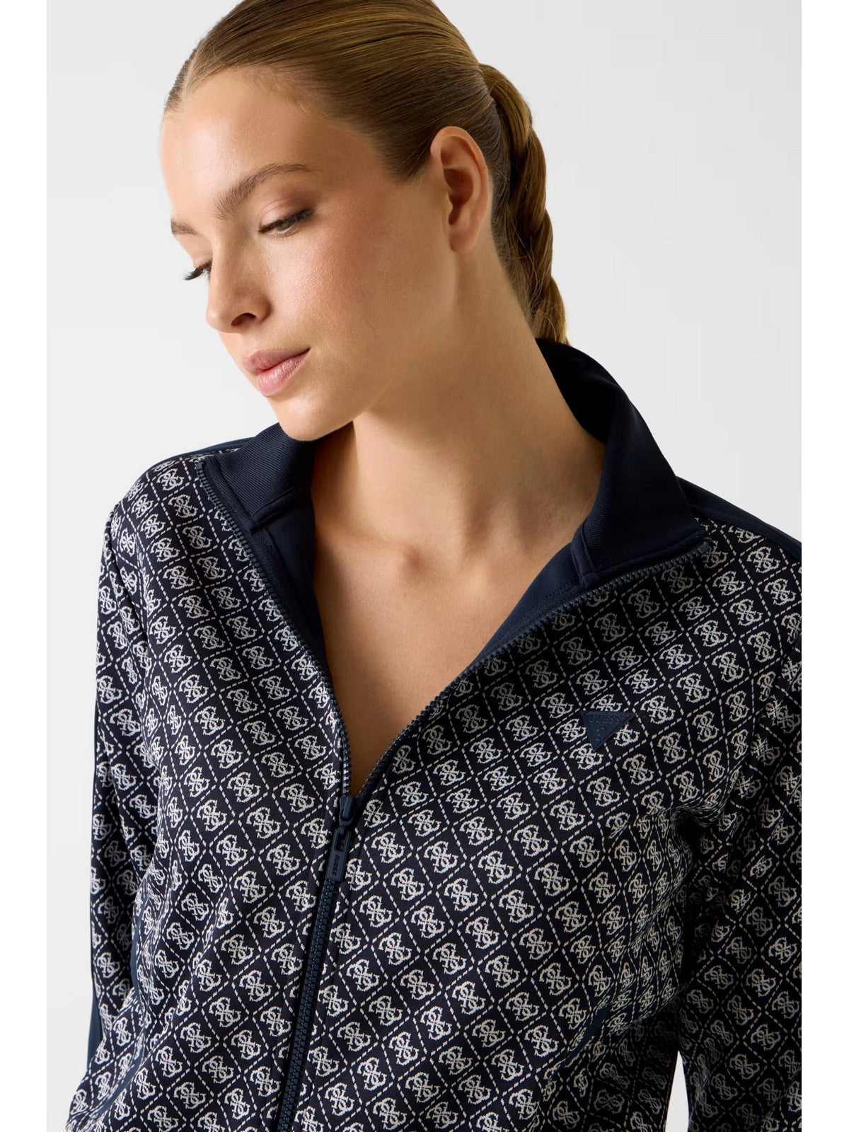 GUESS SPORT Felpa Donna MAYA 4G FULLZIP SWEATSHIRT V6RQ08 K2042 FJBB 4G JACQUARD MOON
