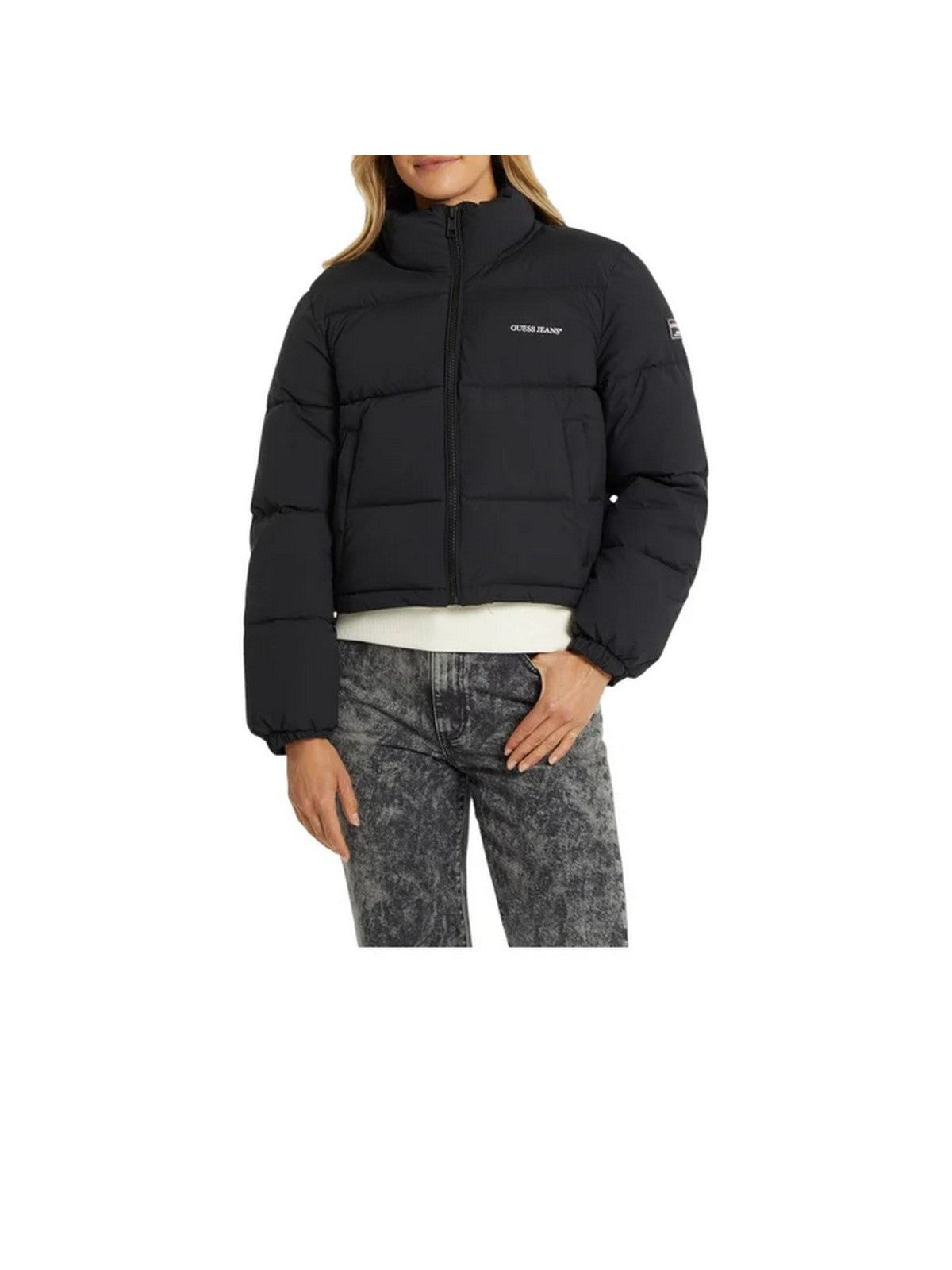 GUESS Piumino Donna GJ CROPPED PUFFER W4BL20 WGII2 JBLK Nero gioboutiqueweb