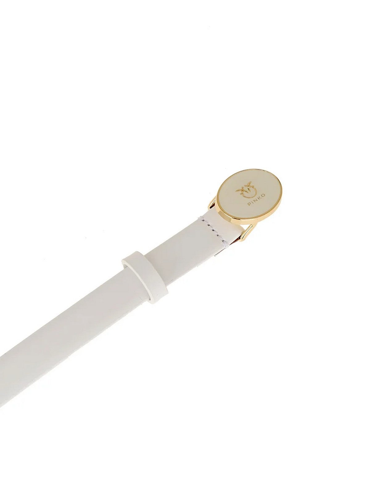 PINKO Cintura Donna ROUND ENAMEL H2 BELT.LOW VITEL 105466-A2QL Z14U BIANCO SETA-SHINY GOLD