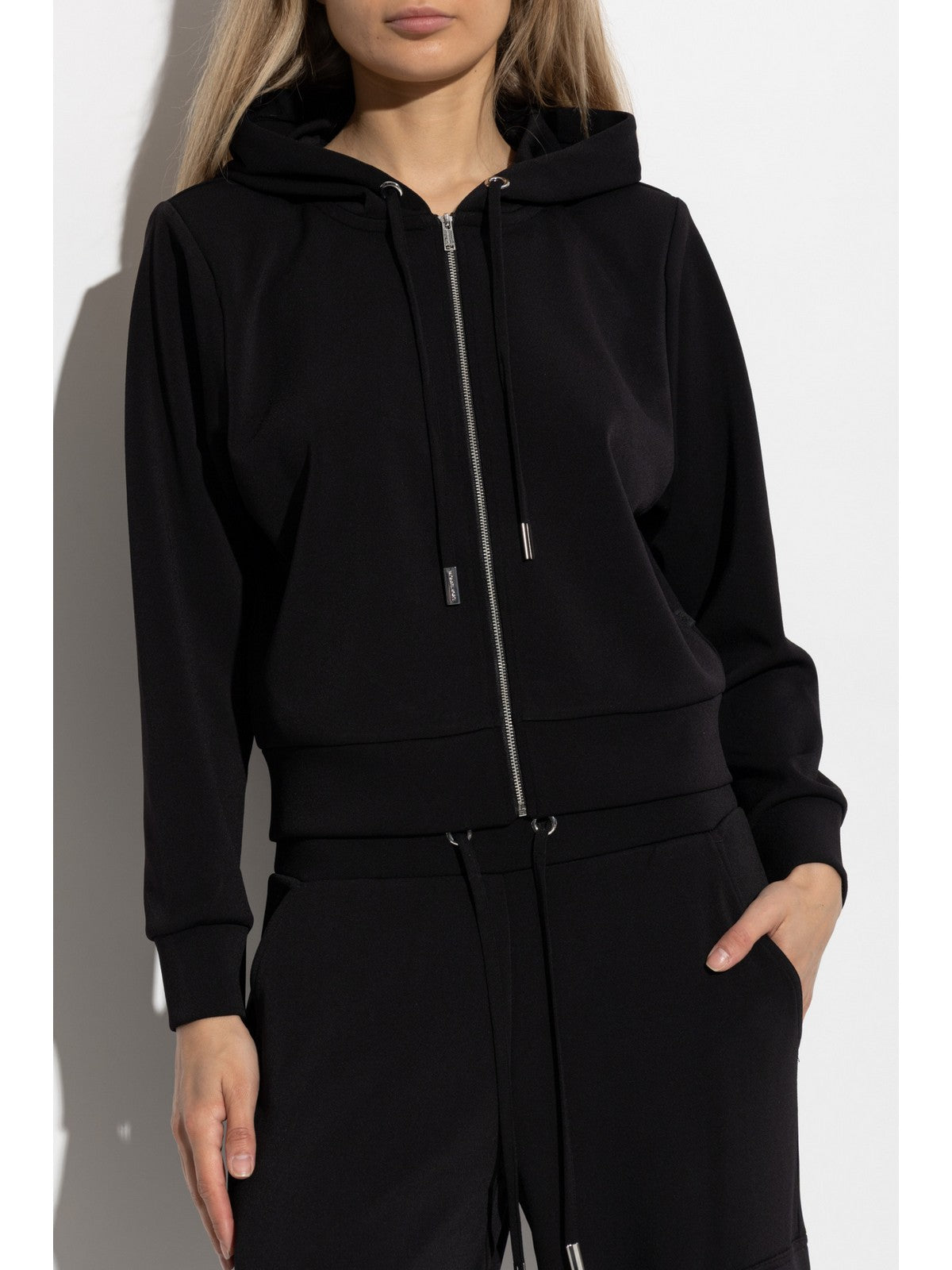 Michael Kors Frauen Sweatshirt SHDR PAD CROP ZIP HDIE MT551SSE45 001 Schwarz