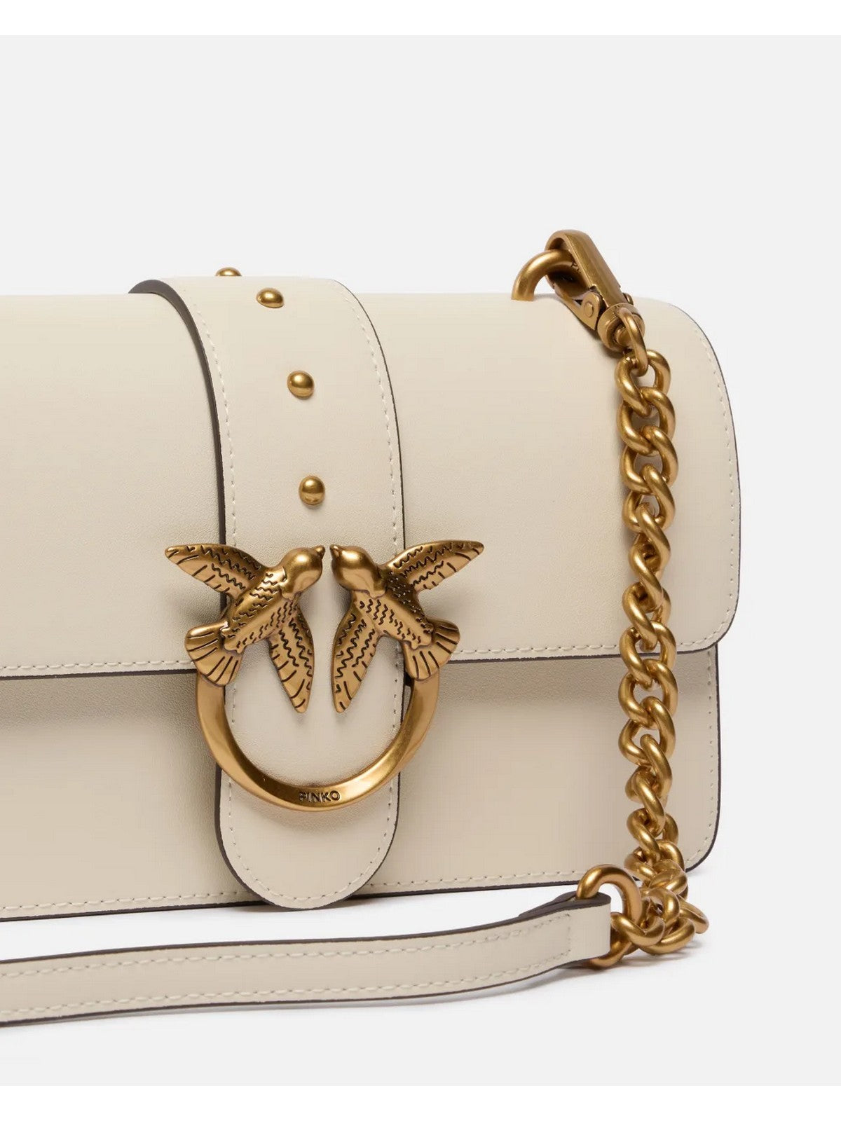 PINKO Borsa Donna LOVE ONE MINI ST. CL 105856-A0F1 Z14Q BIANCO SETA-ANTIQUE GOLD gioboutiqueweb