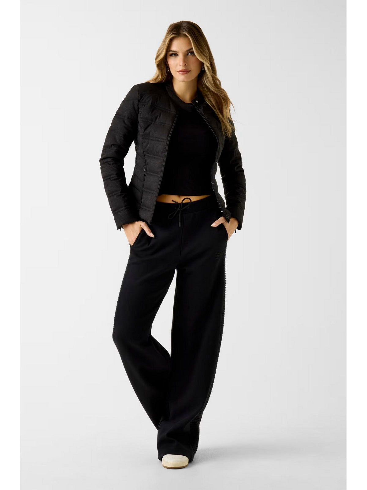 GUESS Giubbino Donna New Vona Logo Jacket W6RL02 WJ492 JBLK Jet Black A996