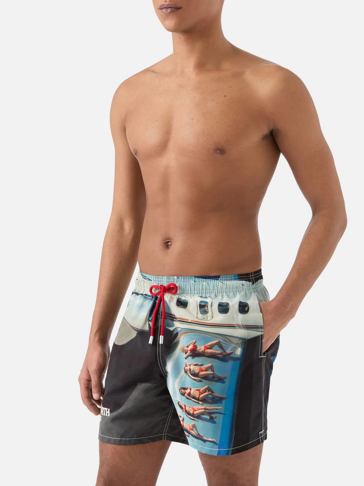 MC2 SAINT BARTH Costume da bagno Uomo  GUSTAVIA PLACED PRINT 01718L RD SB AIRLINES 01