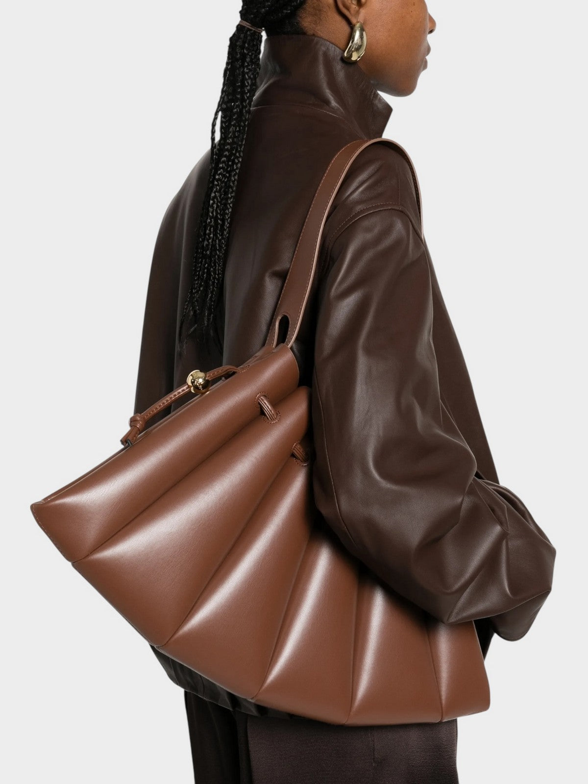 THEMOIRè Calipso vegan fabric bag brown eco-friendly design 