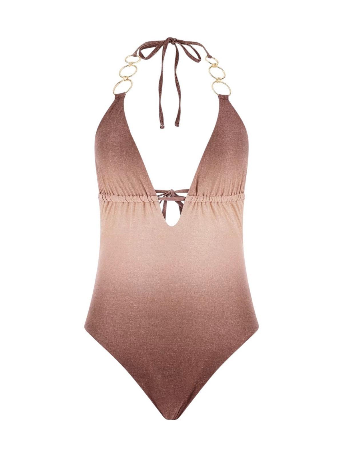 GUESS BEACHWEAR Costume da bagno Donna IRIS HALTER ONE PIECE SWIMSUIT E6GJ13 KF600 PMJQ BROWN SHADE AOP gioboutiqueweb
