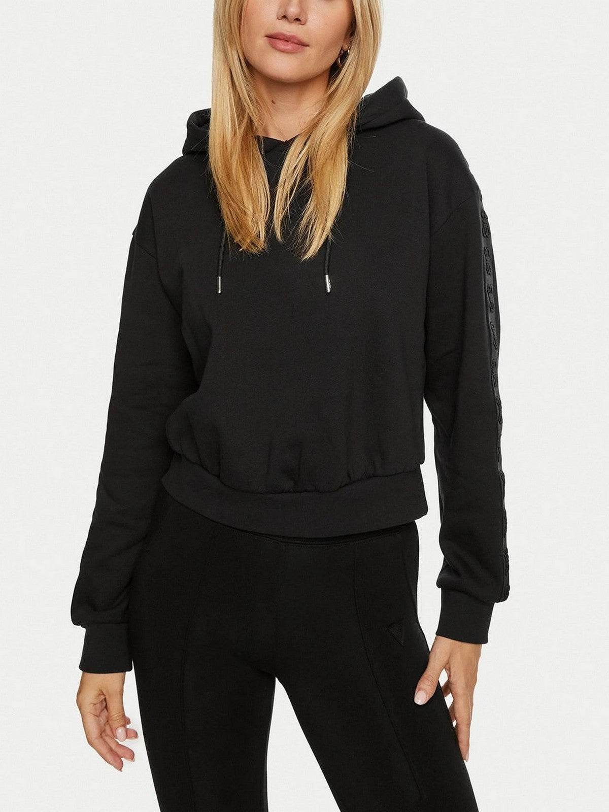 GUESS Felpa Donna STACIE HOODED SWEATSHIRT V4BQ00 KC5O0 JBLK Nero gioboutiqueweb