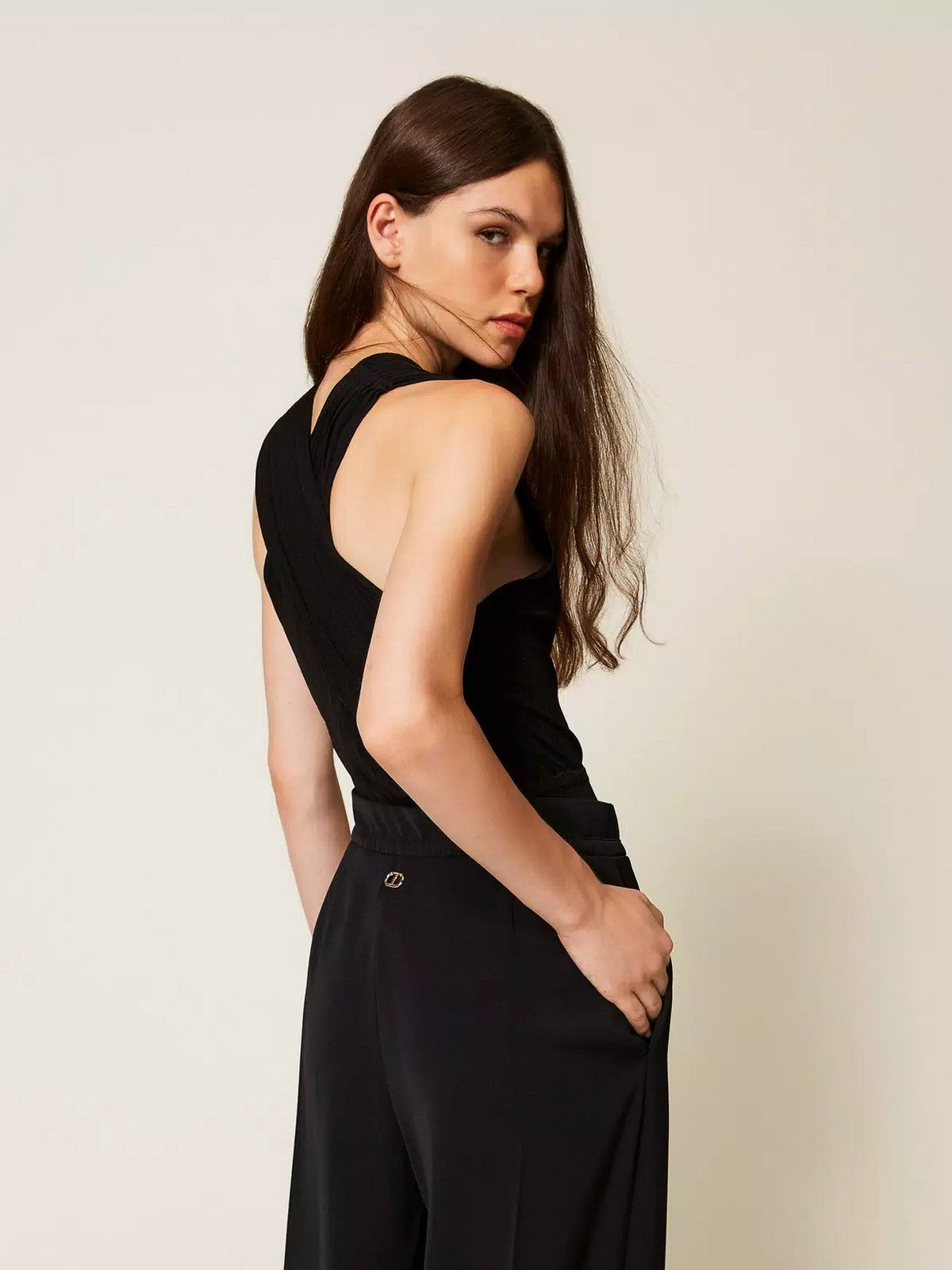 TWINSET Body Donna VISCOSE RIB SHAPES 252TP3161 00006 Nero