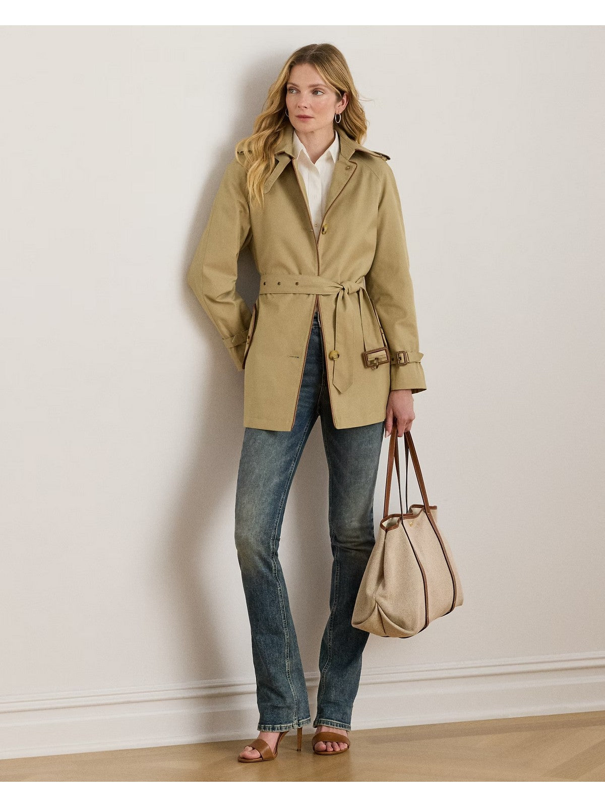 LAUREN RALPH LAUREN Trench Donna "SB RG PU 30""-LINED-COAT" 297979525 001 BIRCH TAN