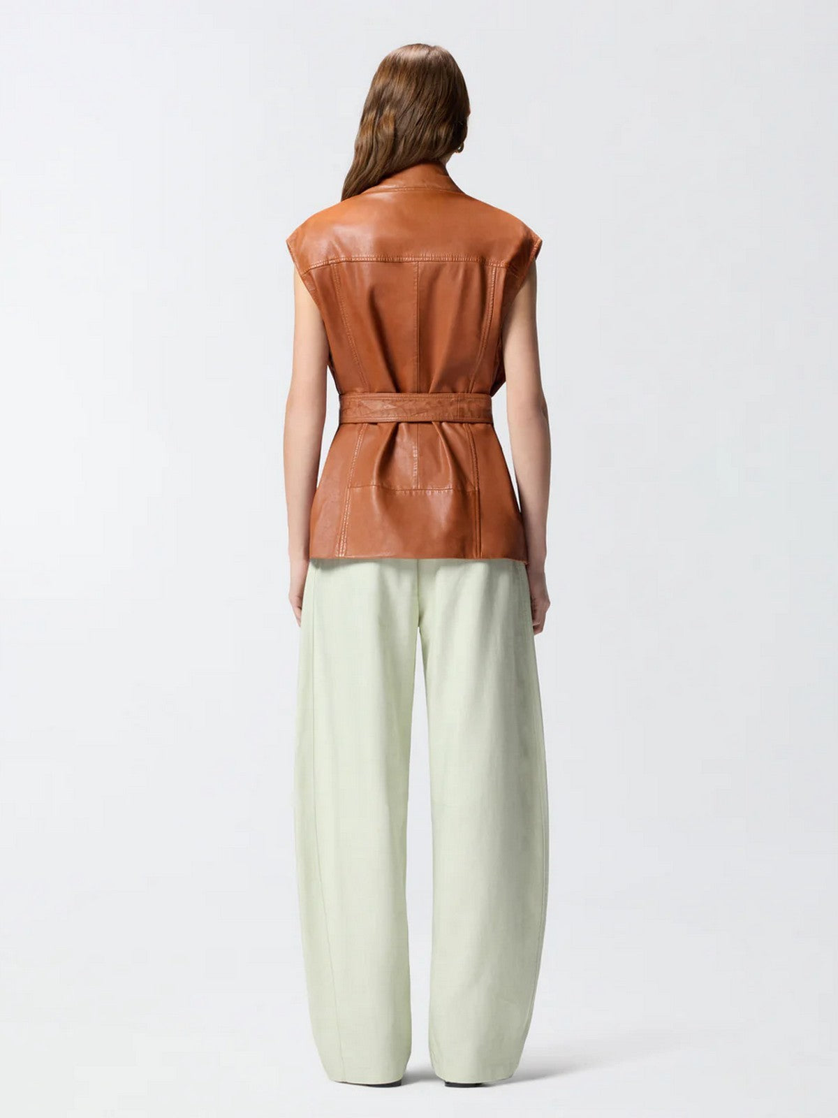 PINKO Gilet Donna GYPSY GILET PELLE LAVATA 106232-A31X L38 MARRONE CREMA DI MOCA