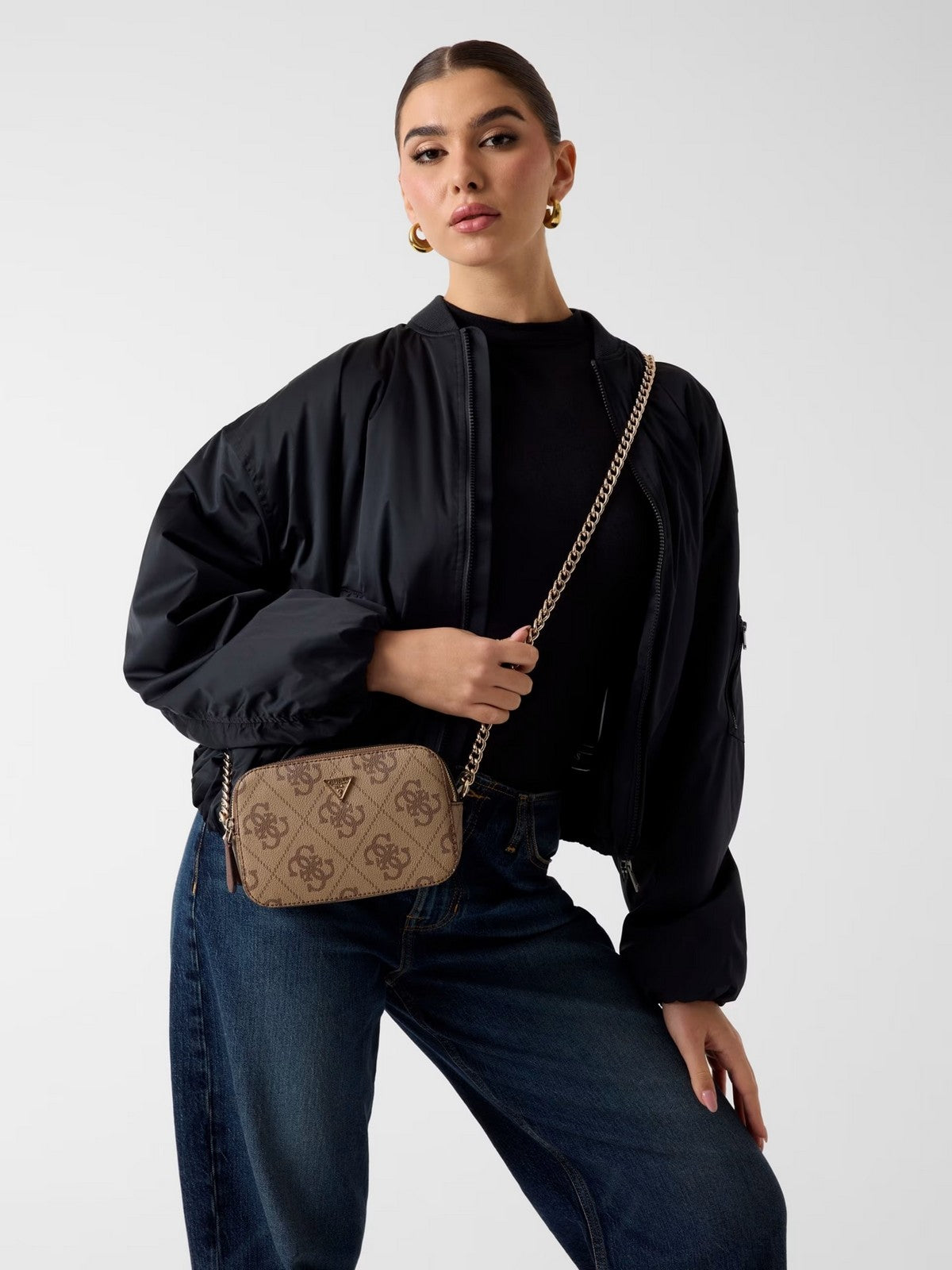GUESS Borsa Donna NOELLE II CROSSBODY CAMERA HWSO96 72140 LGW LATTE LOGO/BROWN