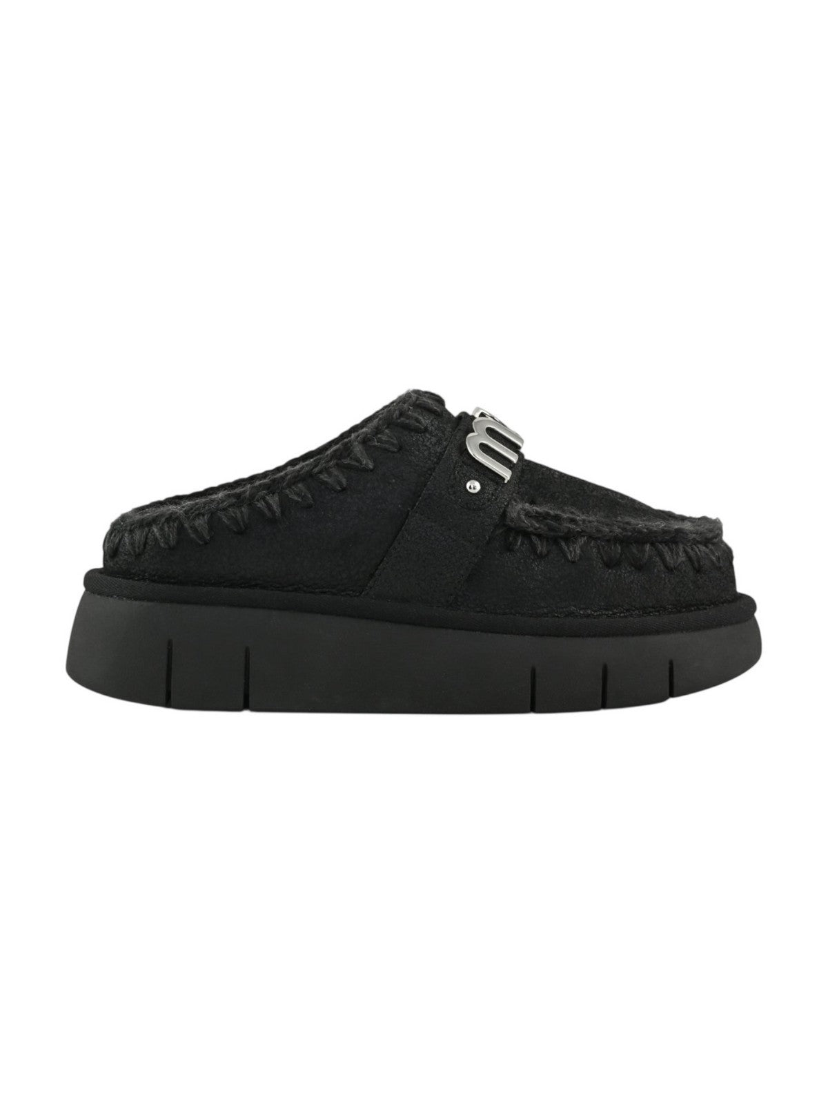 MOU Ciabatta Donna Bounce clog special leather - MU.FW531001B CBKG Cracked Black